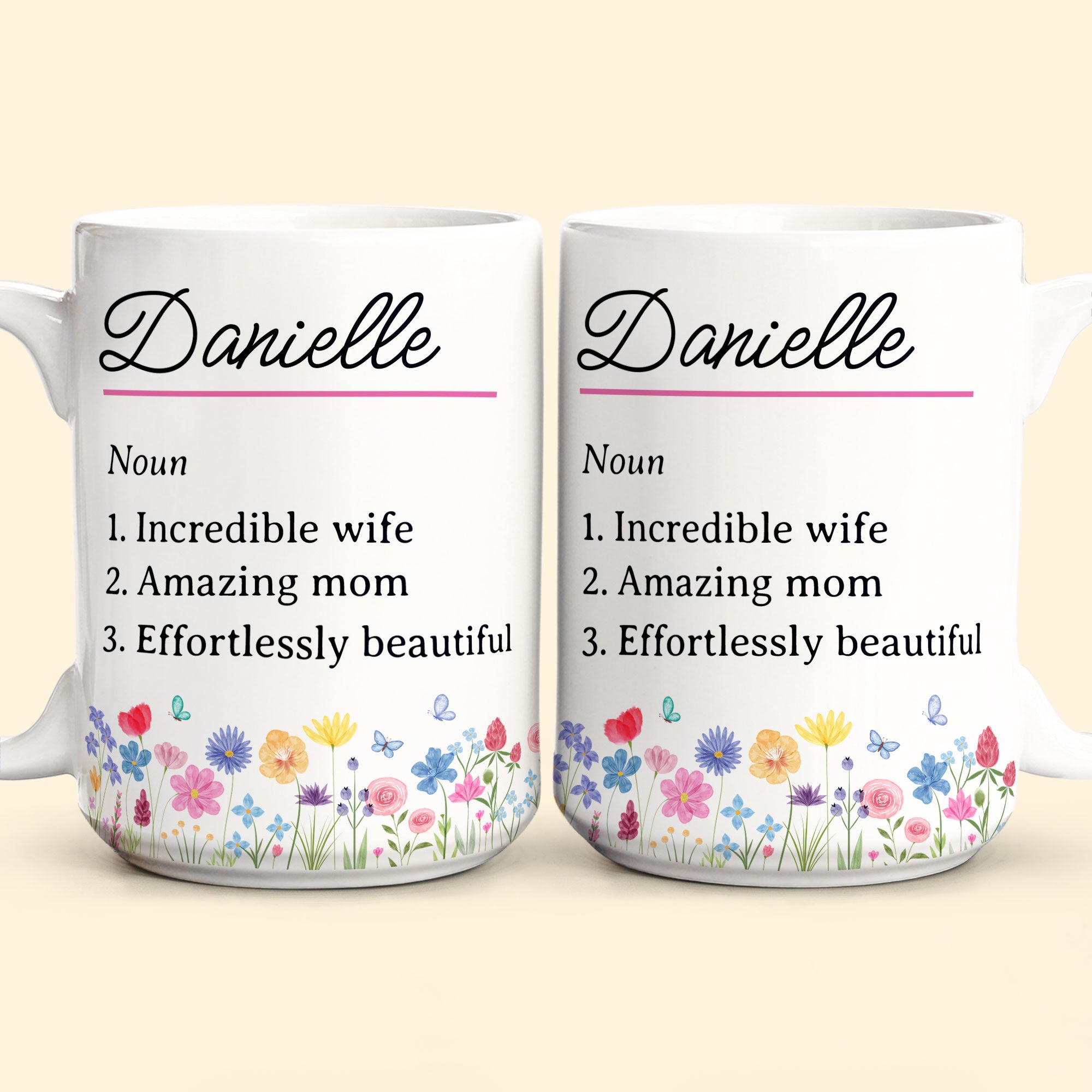 Name Definition With Feminine Wildflower - Personalized Mug