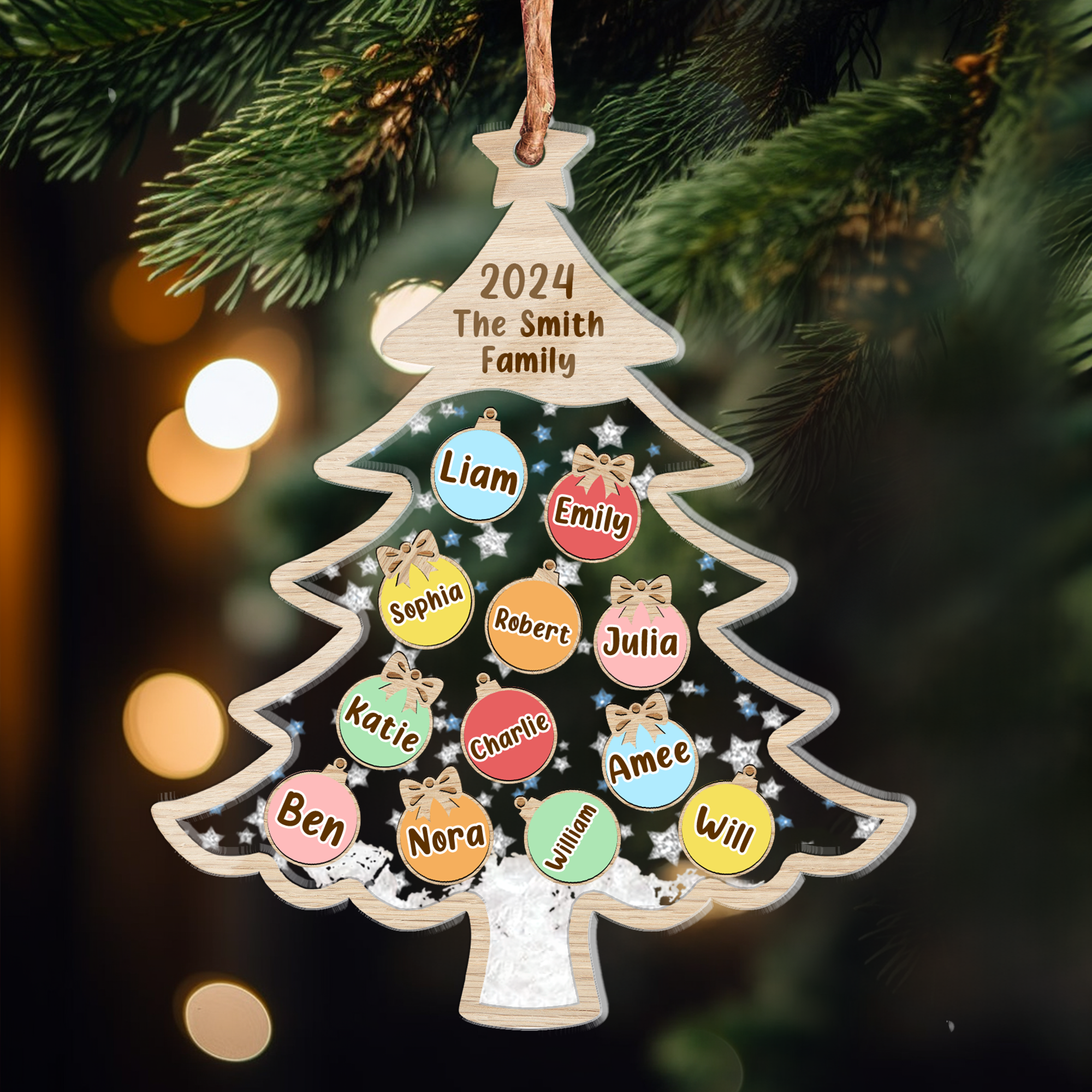 Names On Christmas Tree - Personalized Shaker Ornament