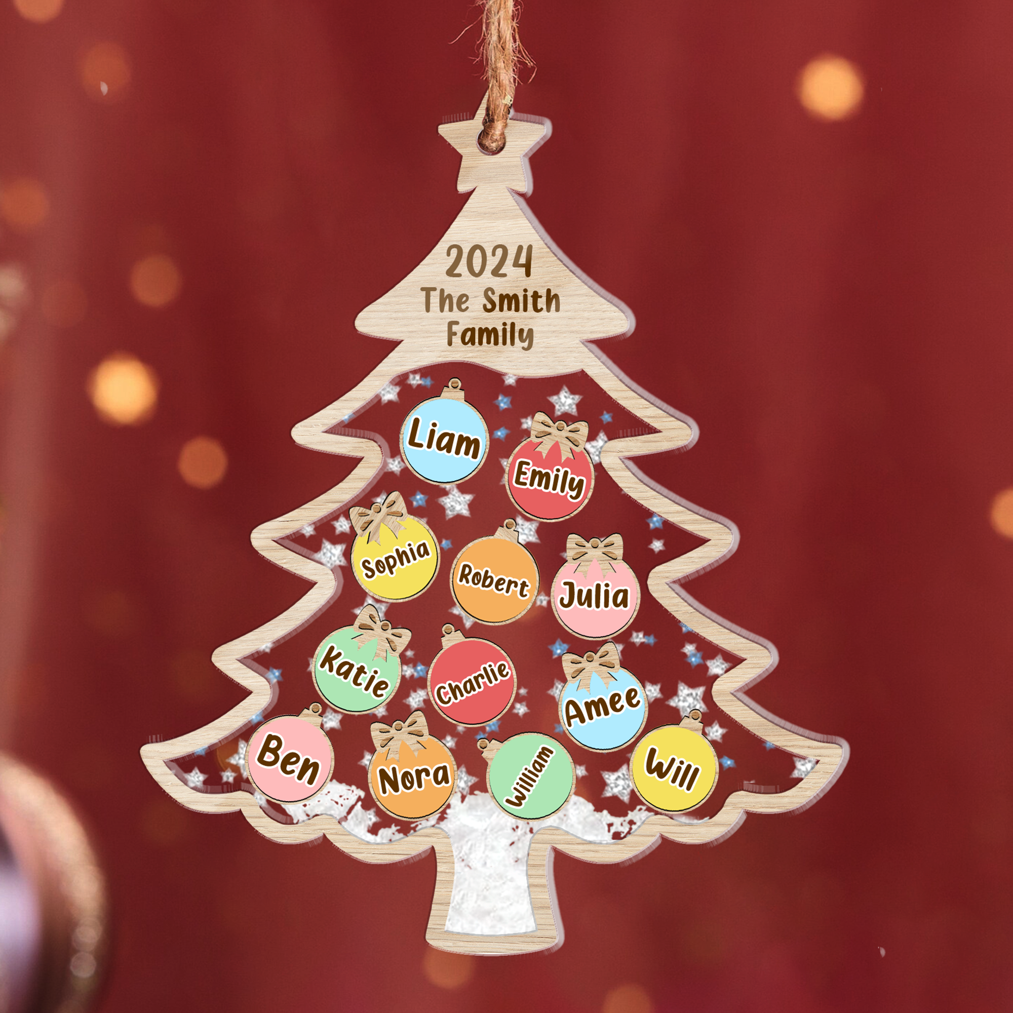 Names On Christmas Tree - Personalized Shaker Ornament