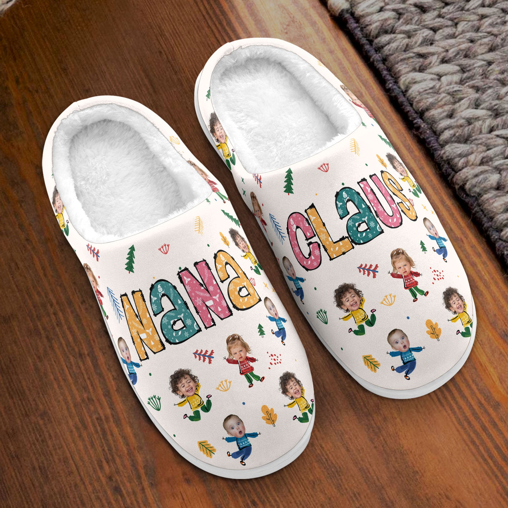 Nana Claus Custom Kid Photo - Personalized Photo Slippers