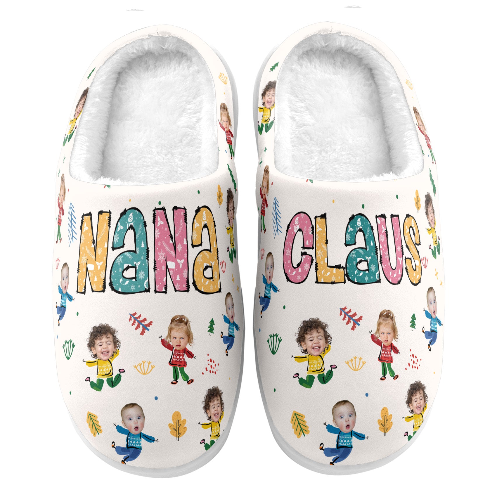 Nana Claus Custom Kid Photo - Personalized Photo Slippers