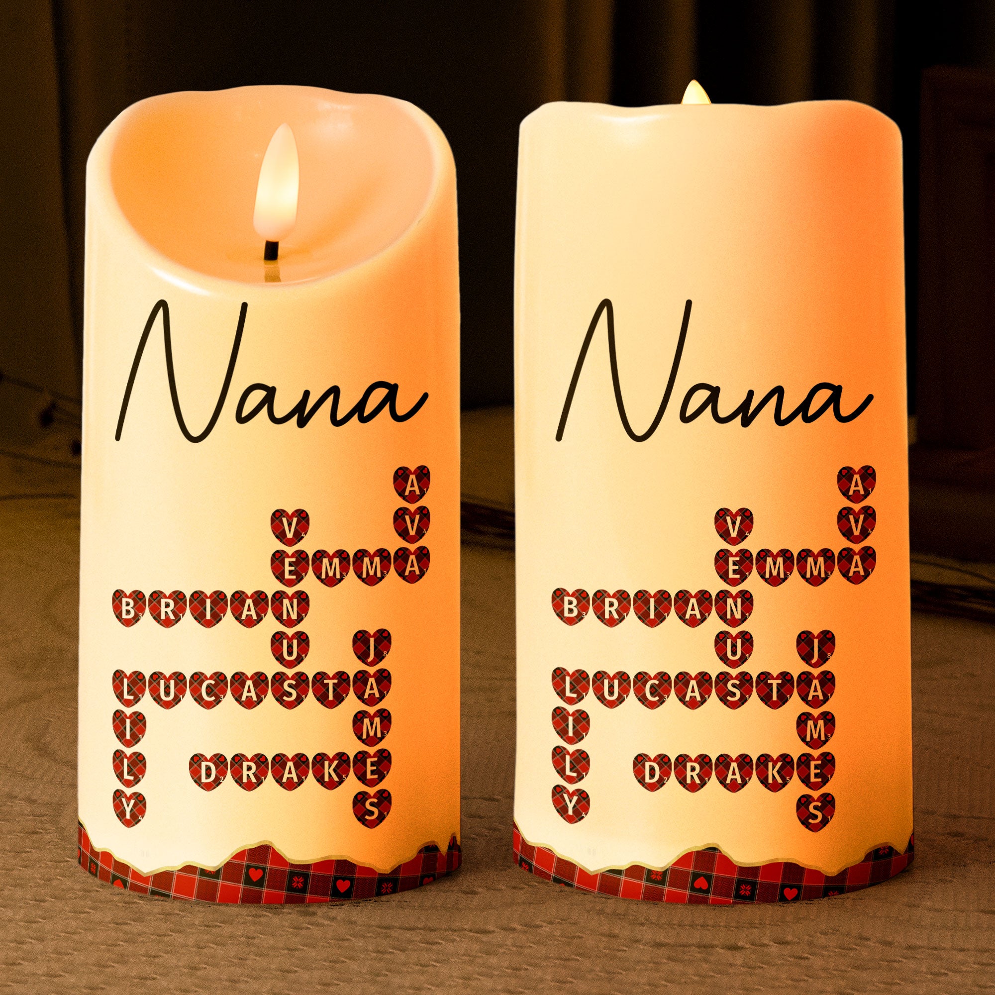 Nana, Mom, Family Together Scrabble Name - Personalized LED Candle