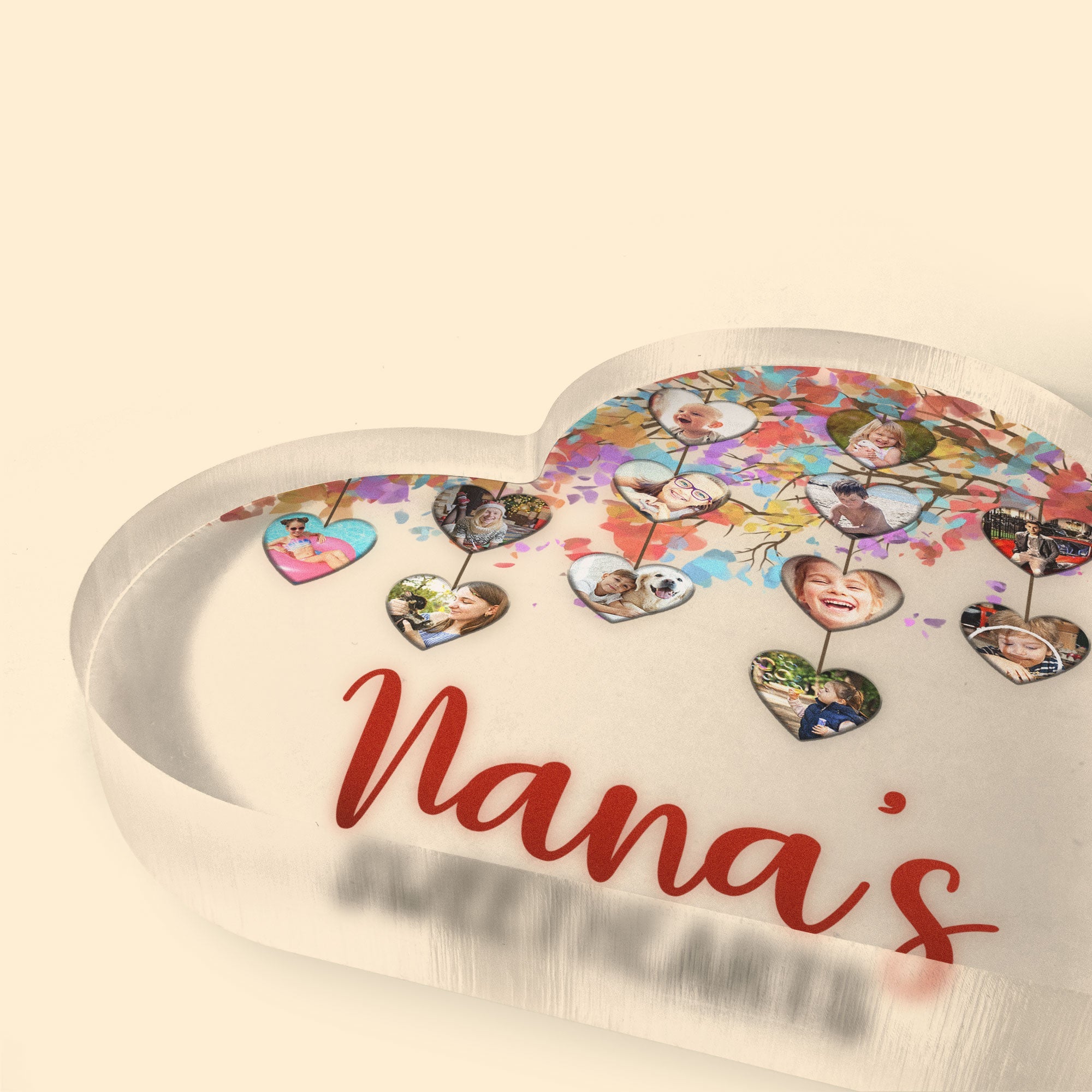 Nana's Sweethearts Photo Collage - Personalized Heart Shaped Acrylic Photo Plaque