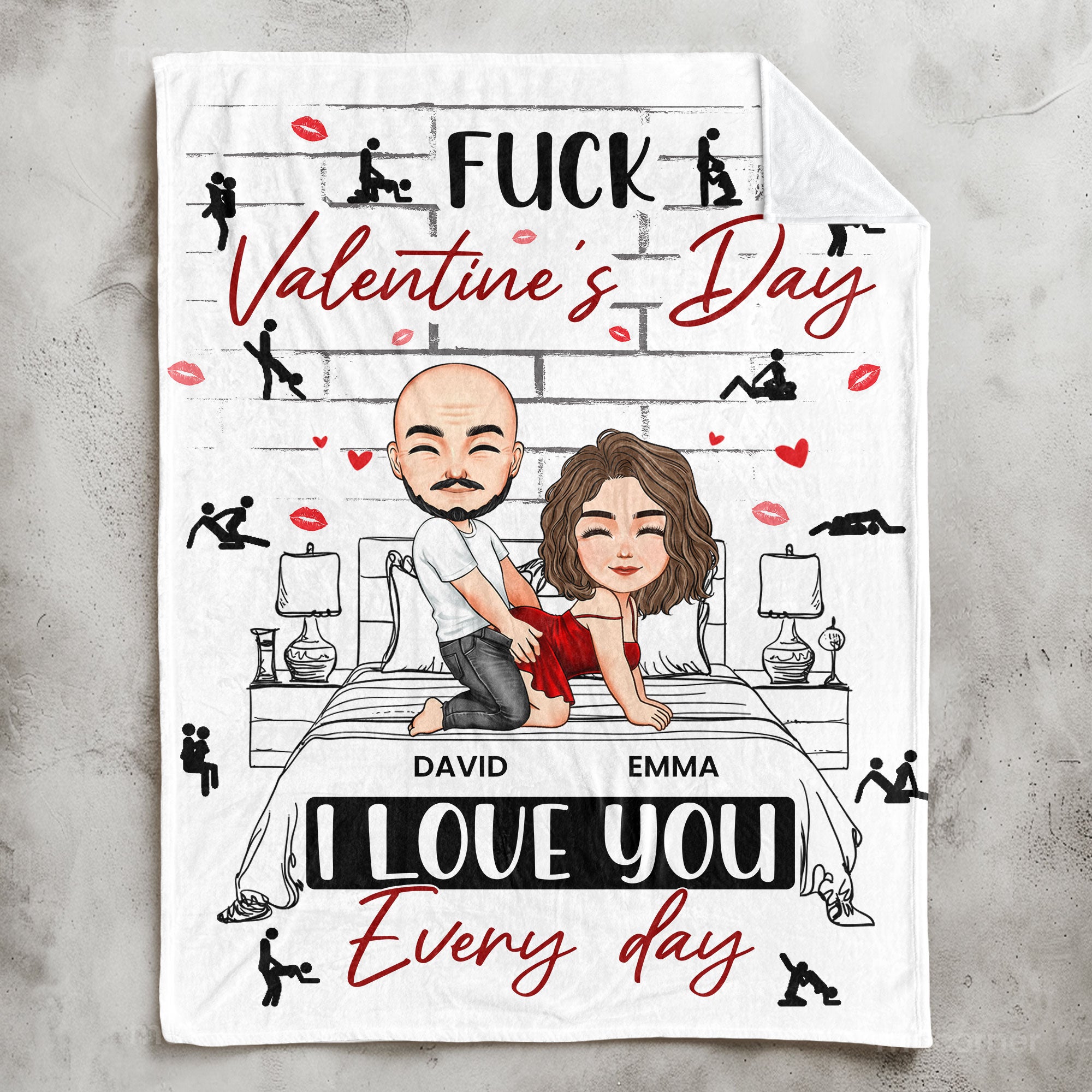 Naughty Couple F*ck Valentine's Day I Love You Every Day - Personalized Blanket