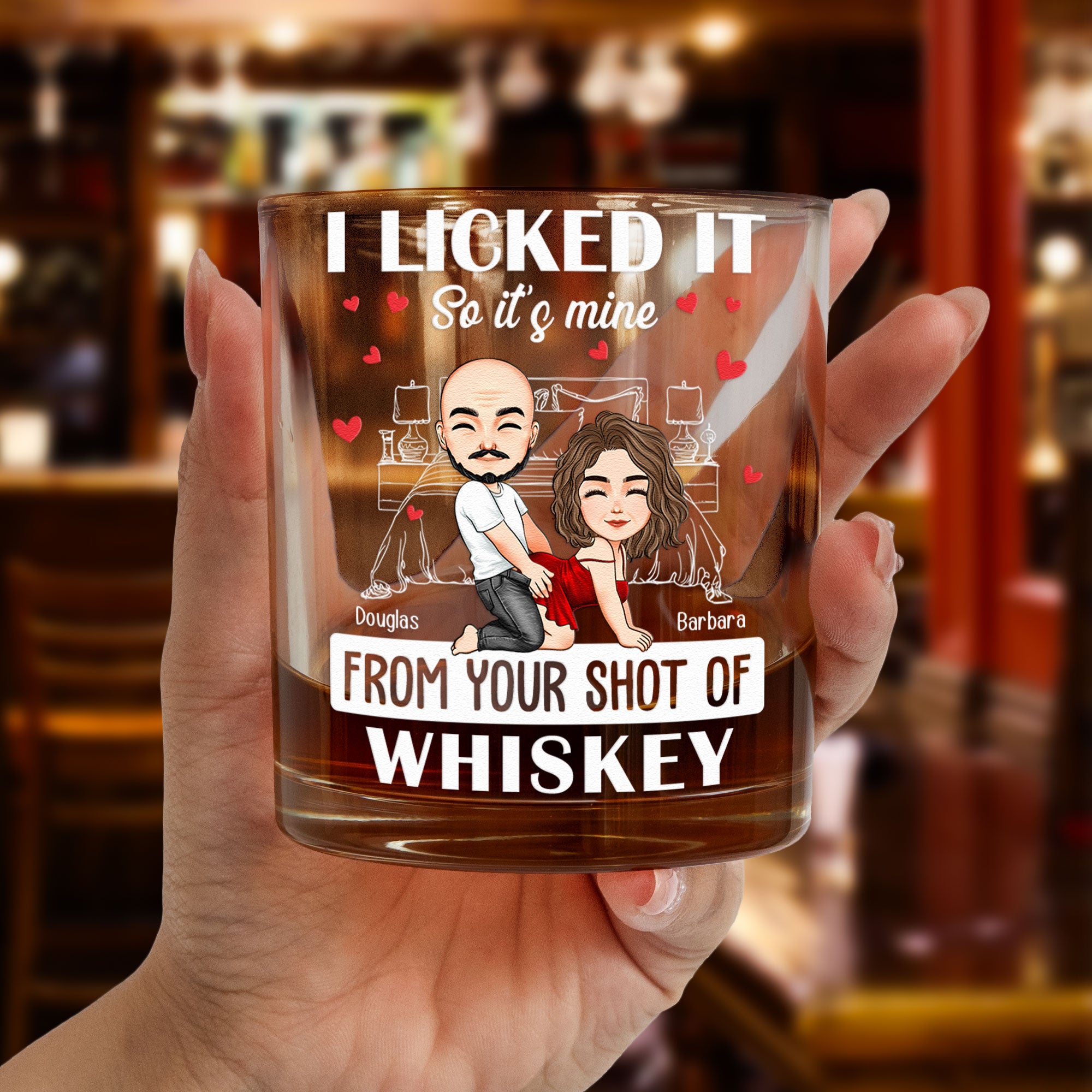 Naughty Couple New Version I Licked It So It's Mine - Personalized Whiskey Glass