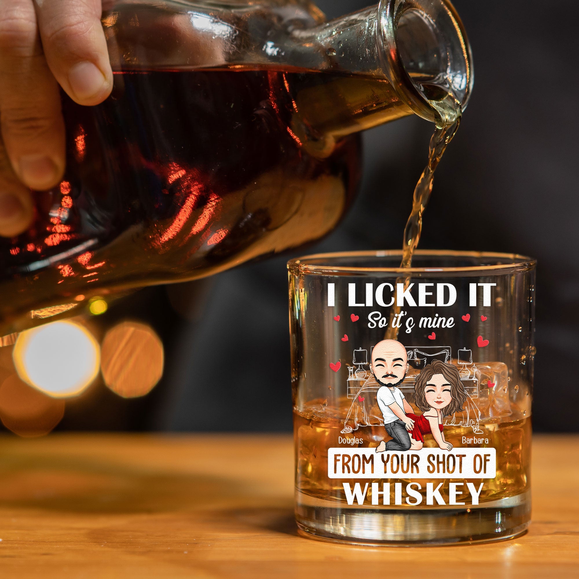 Naughty Couple New Version I Licked It So It's Mine - Personalized Whiskey Glass