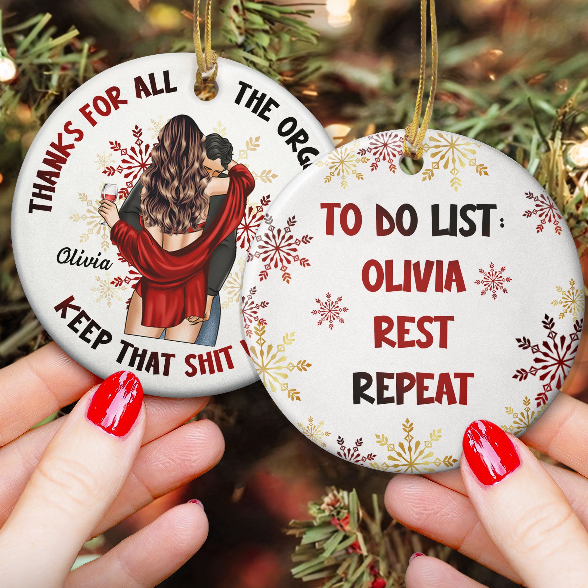 Naughty To Do List Christmas - Personalized Ceramic Ornament