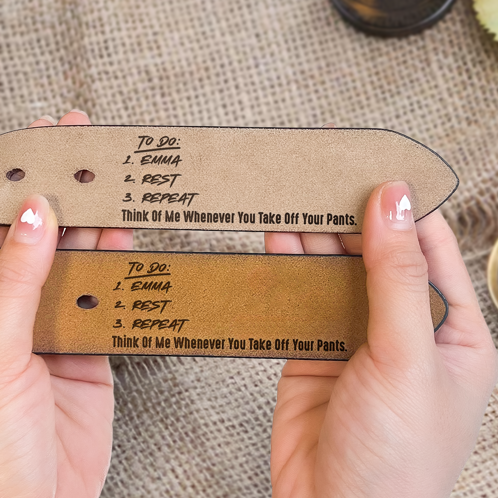 Naughty To Do List For Husband, Boyfriend - Personalized Engraved Leather Belt