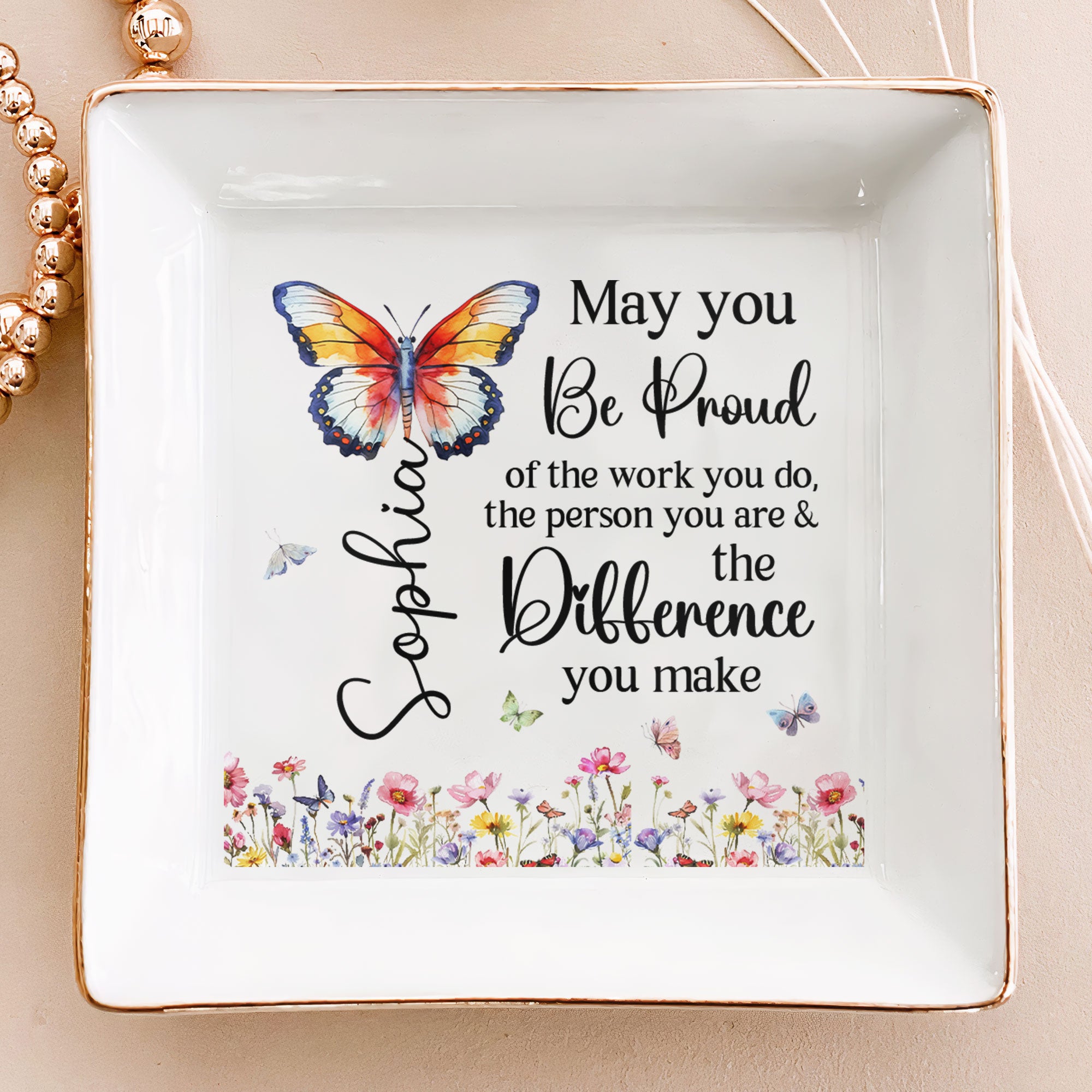 Never Forget The Difference That You Make - Personalized Jewelry Dish