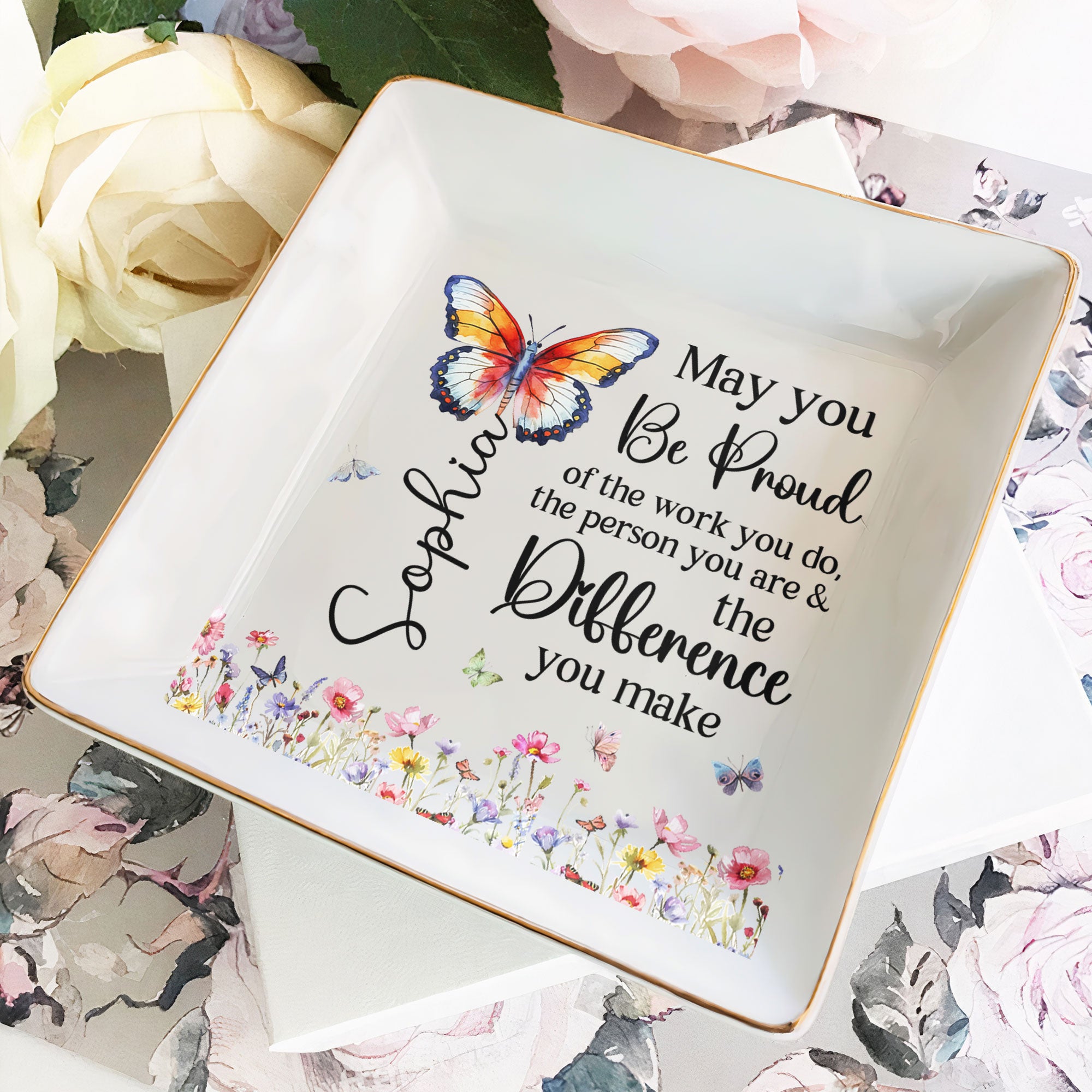 Never Forget The Difference That You Make - Personalized Jewelry Dish