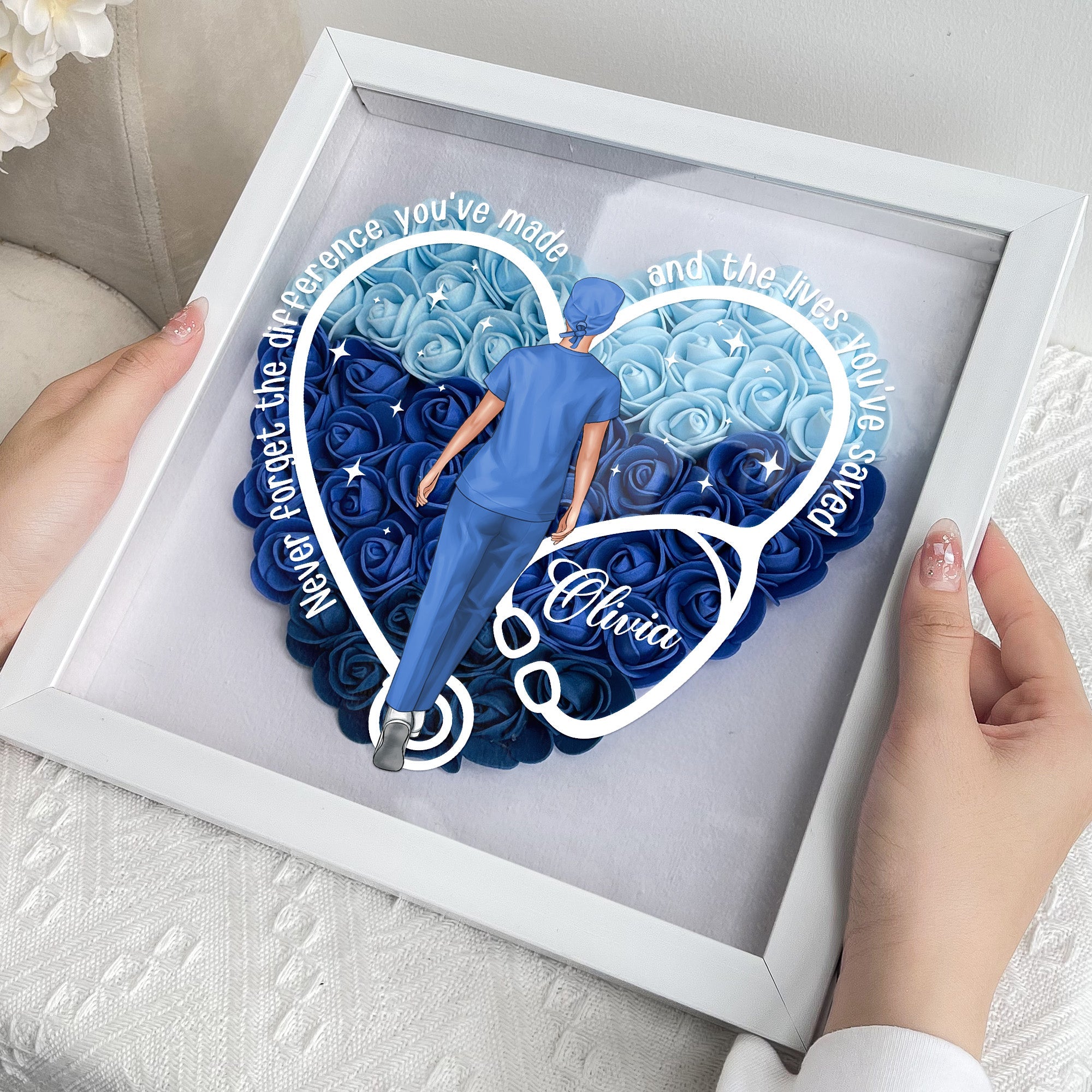 Never Forget The Difference You've Made - Personalized Flower Shadow Box