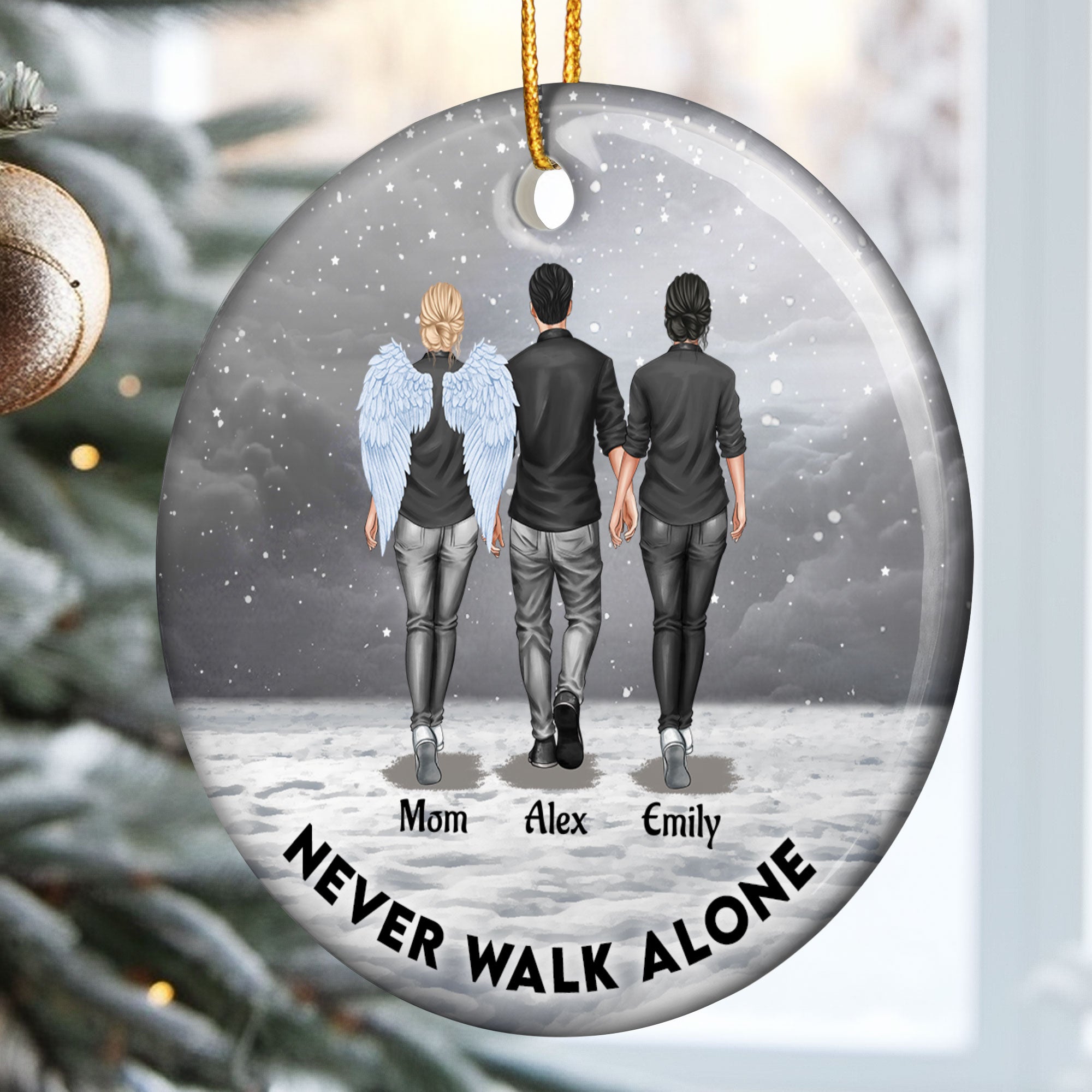 Never Walk Alone - Memorial Gift For Loss Of Family - Personalized Ceramic Ornament