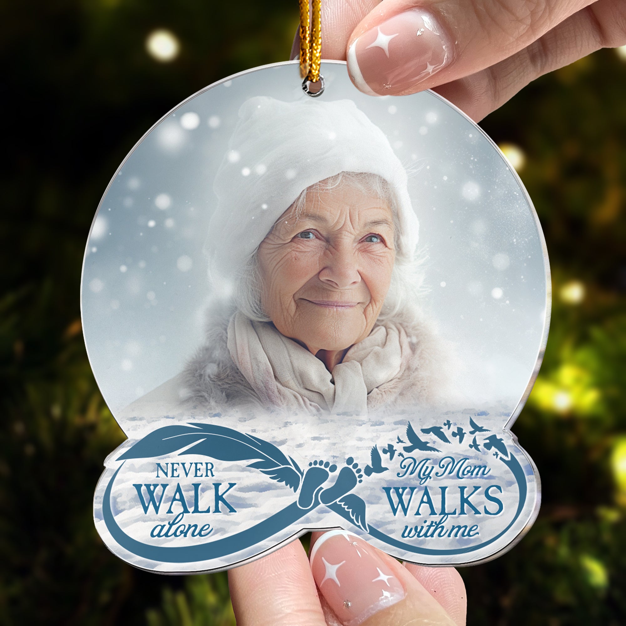 Never Walk Alone My Mom, Dad Walk With Me - Personalized Acrylic Photo Ornament