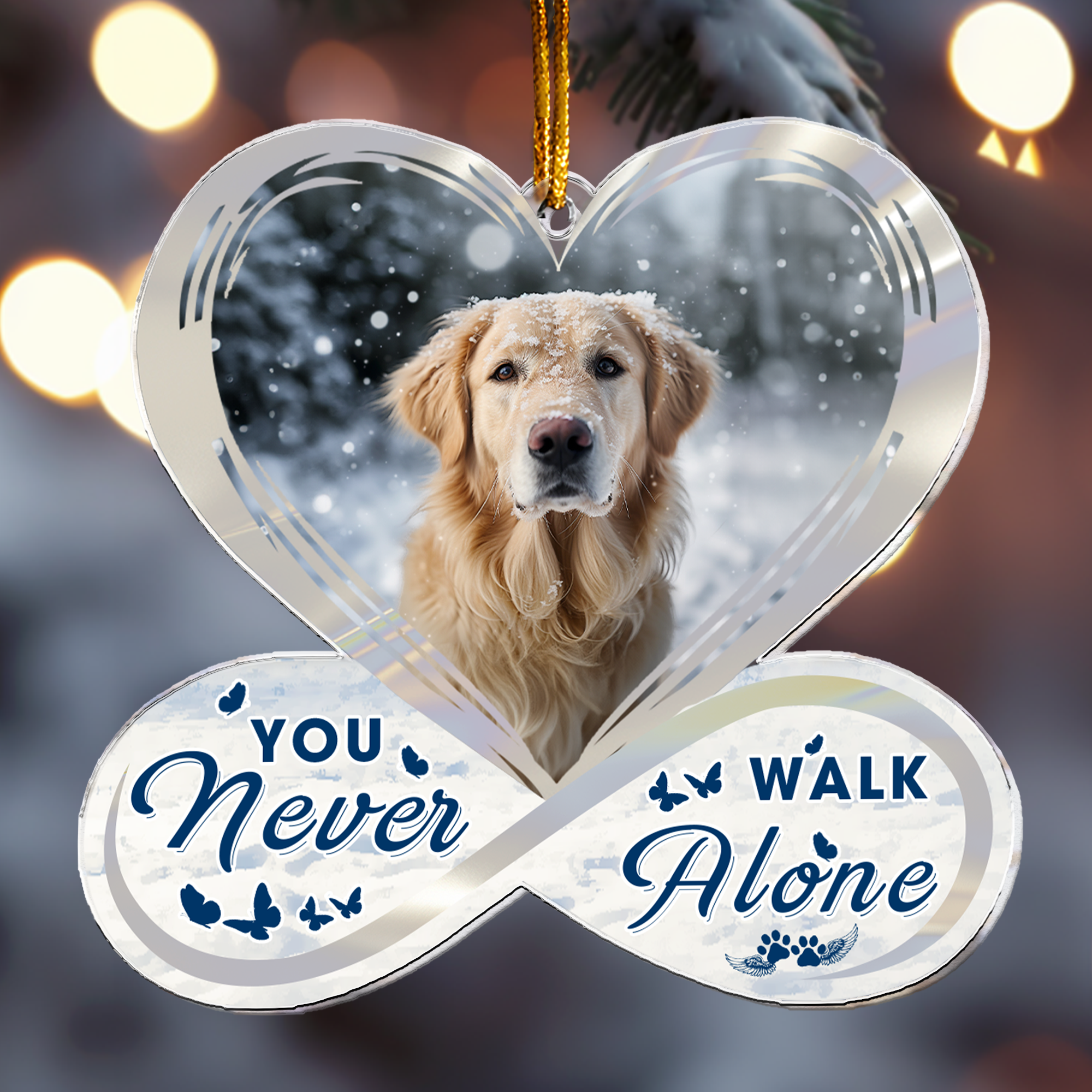 Never Walk Alone Pet Memorial - Personalized Acrylic Photo Ornament