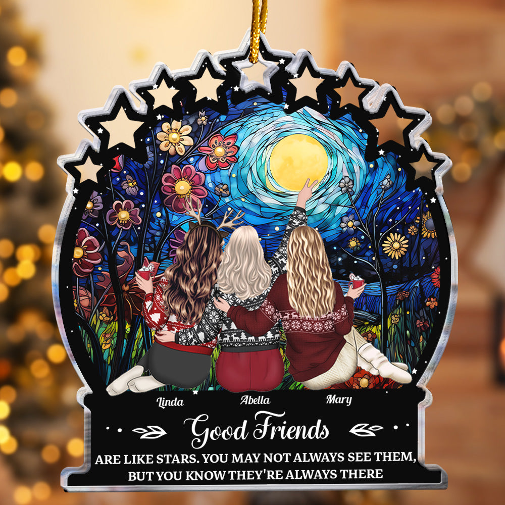 New Good Friends Are Like Stars - Personalized Acrylic Ornament