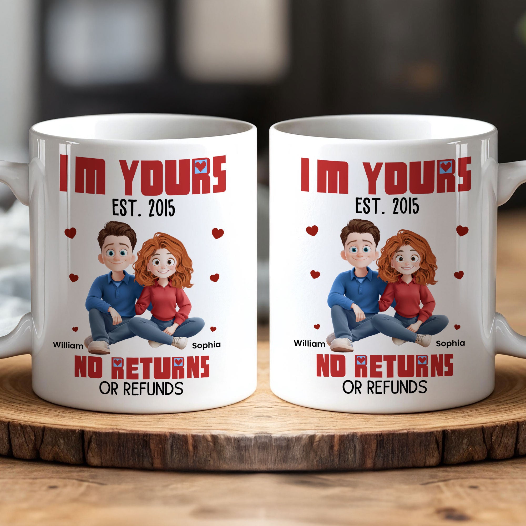 New Version Cartoon Couple I'm Yours No Returns Or Refunds - Personalized Mug