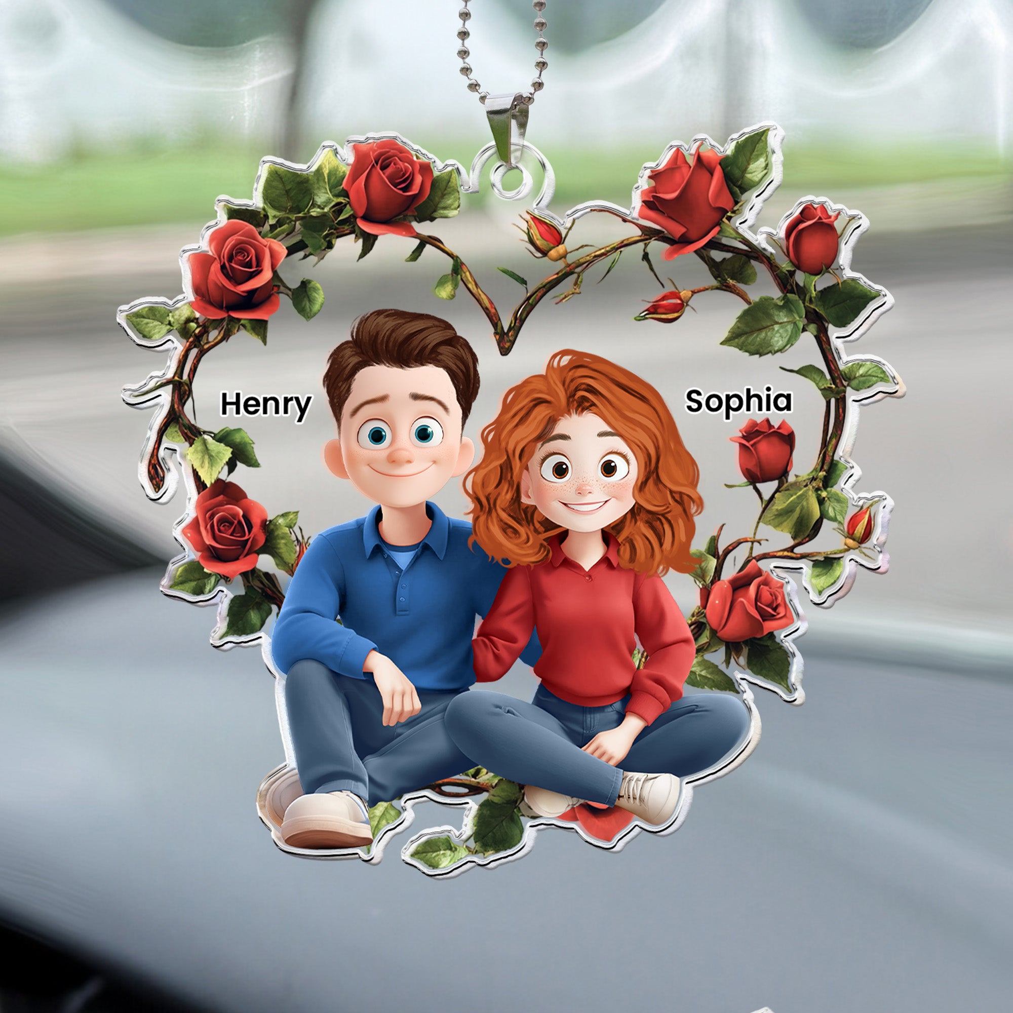 New Version Cartoon Couple - Personalized Rear View Mirror Accessory