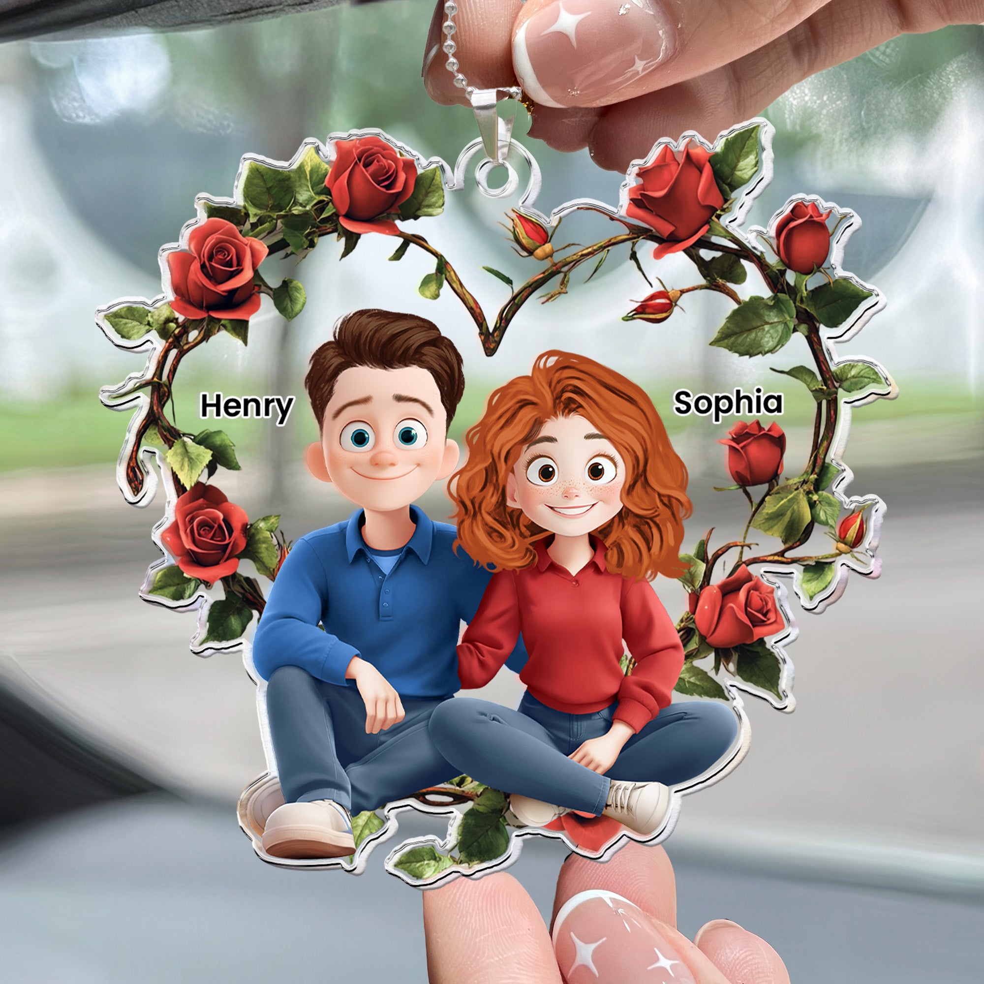 New Version Cartoon Couple - Personalized Rear View Mirror Accessory