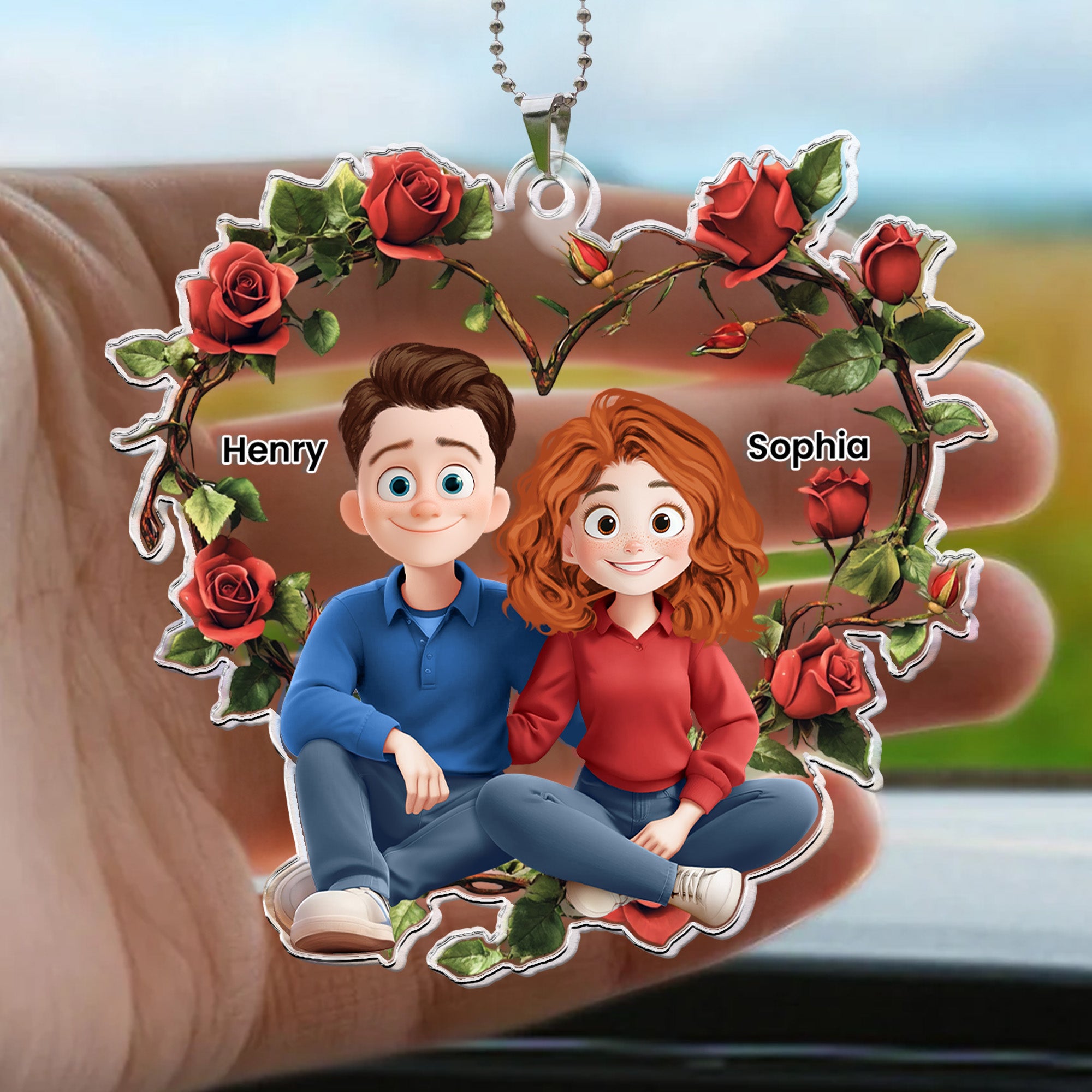 New Version Cartoon Couple - Personalized Rear View Mirror Accessory