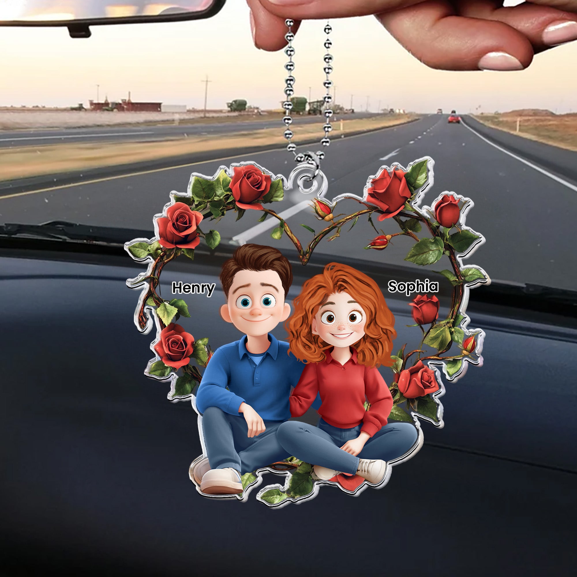 New Version Cartoon Couple - Personalized Rear View Mirror Accessory