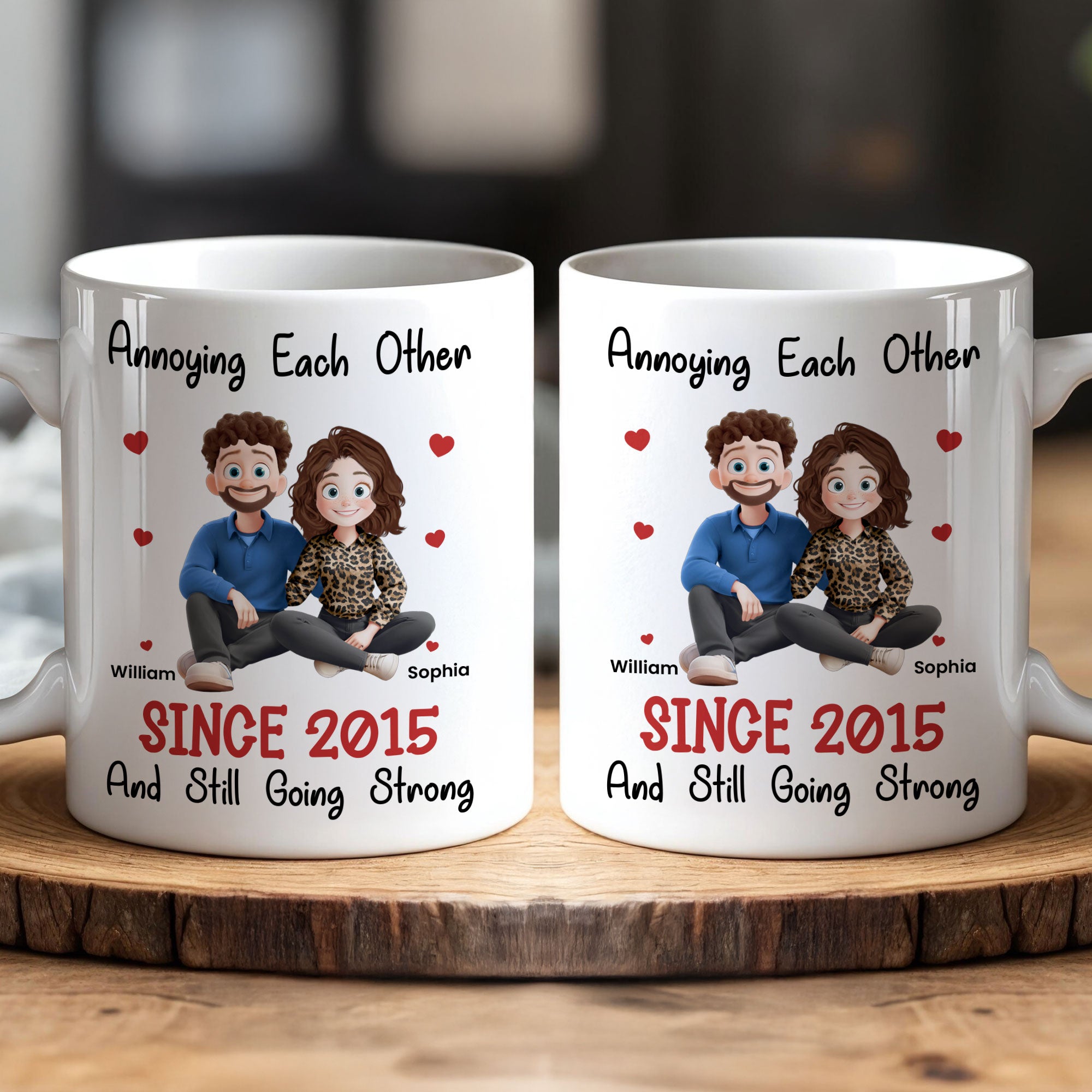 New Version Couple Cartoon Style Annoying Each Other Since - Personalized Mug