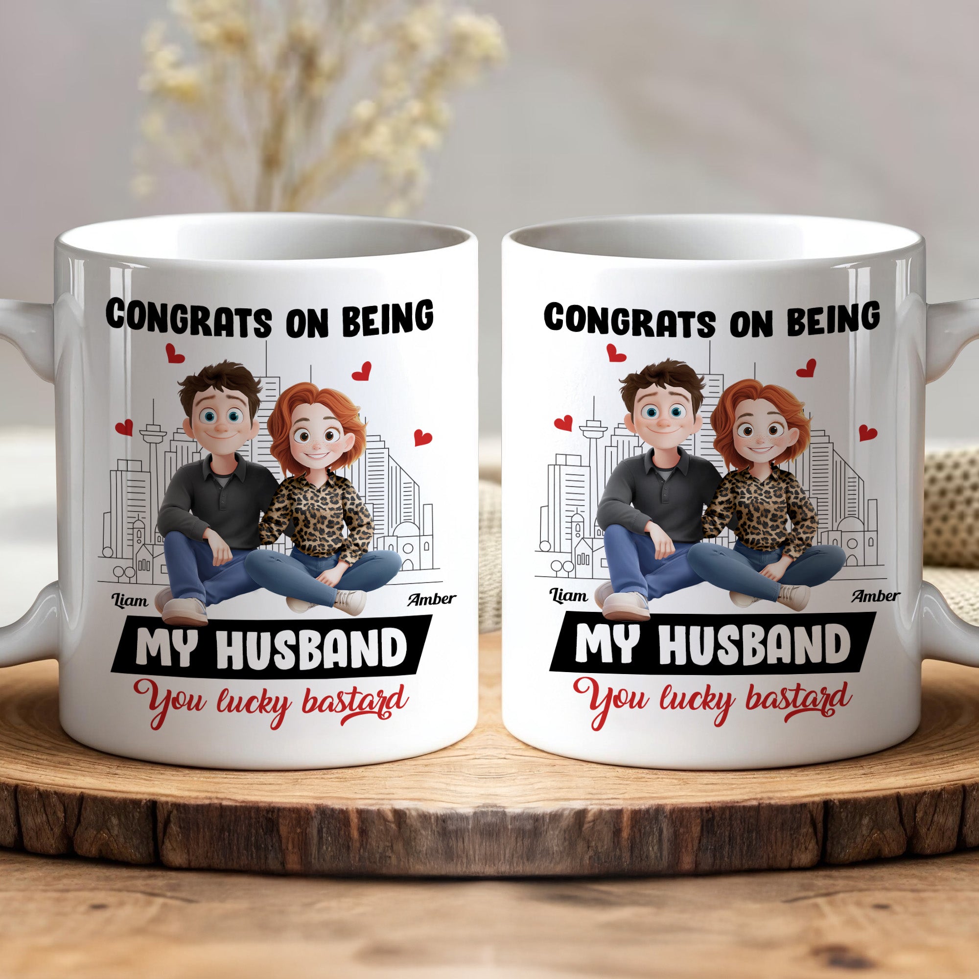 New Version Funny Couple Congrats On Being My Husband - Personalized Mug