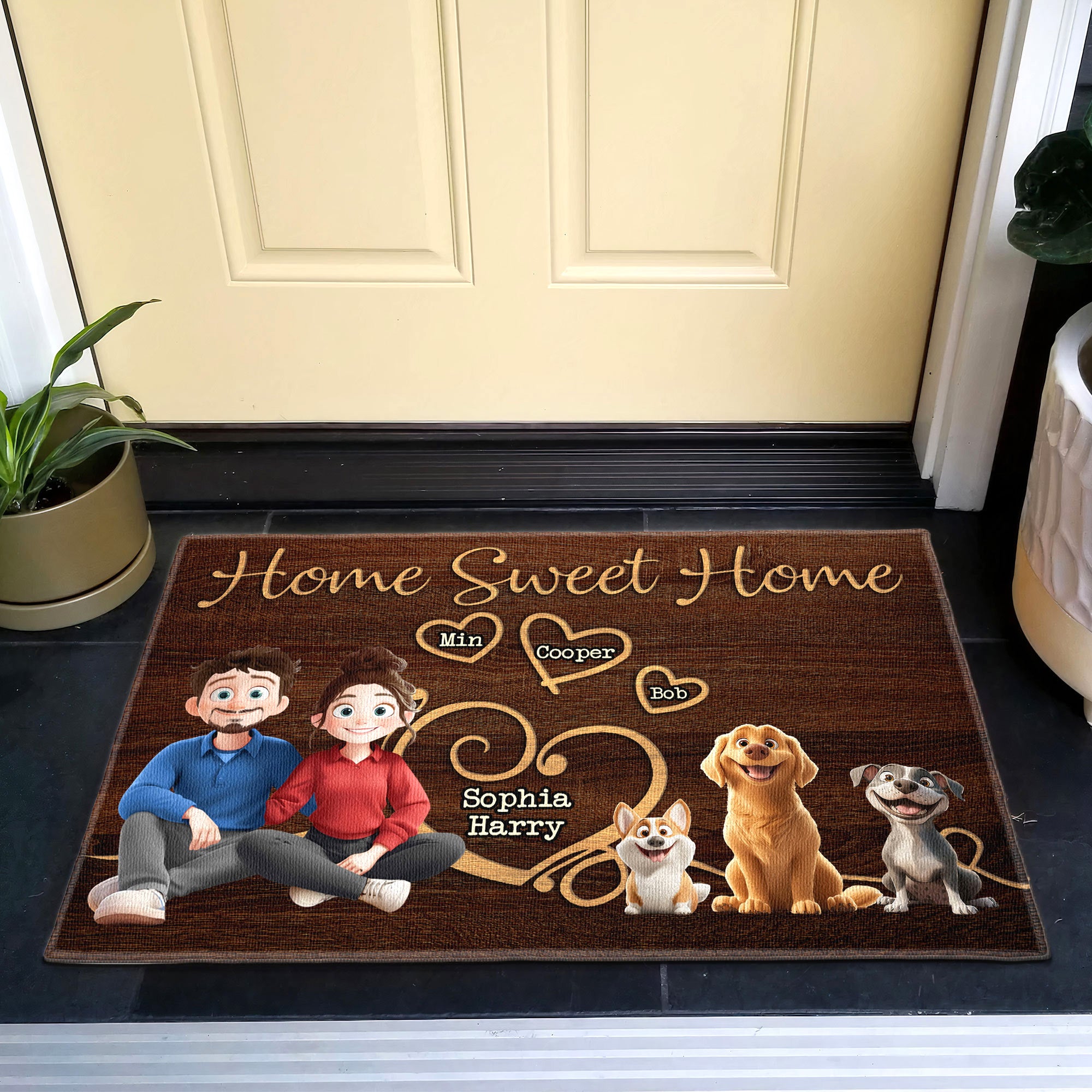 New Version Home Sweet Home Dog Lovers - Personalized Doormat