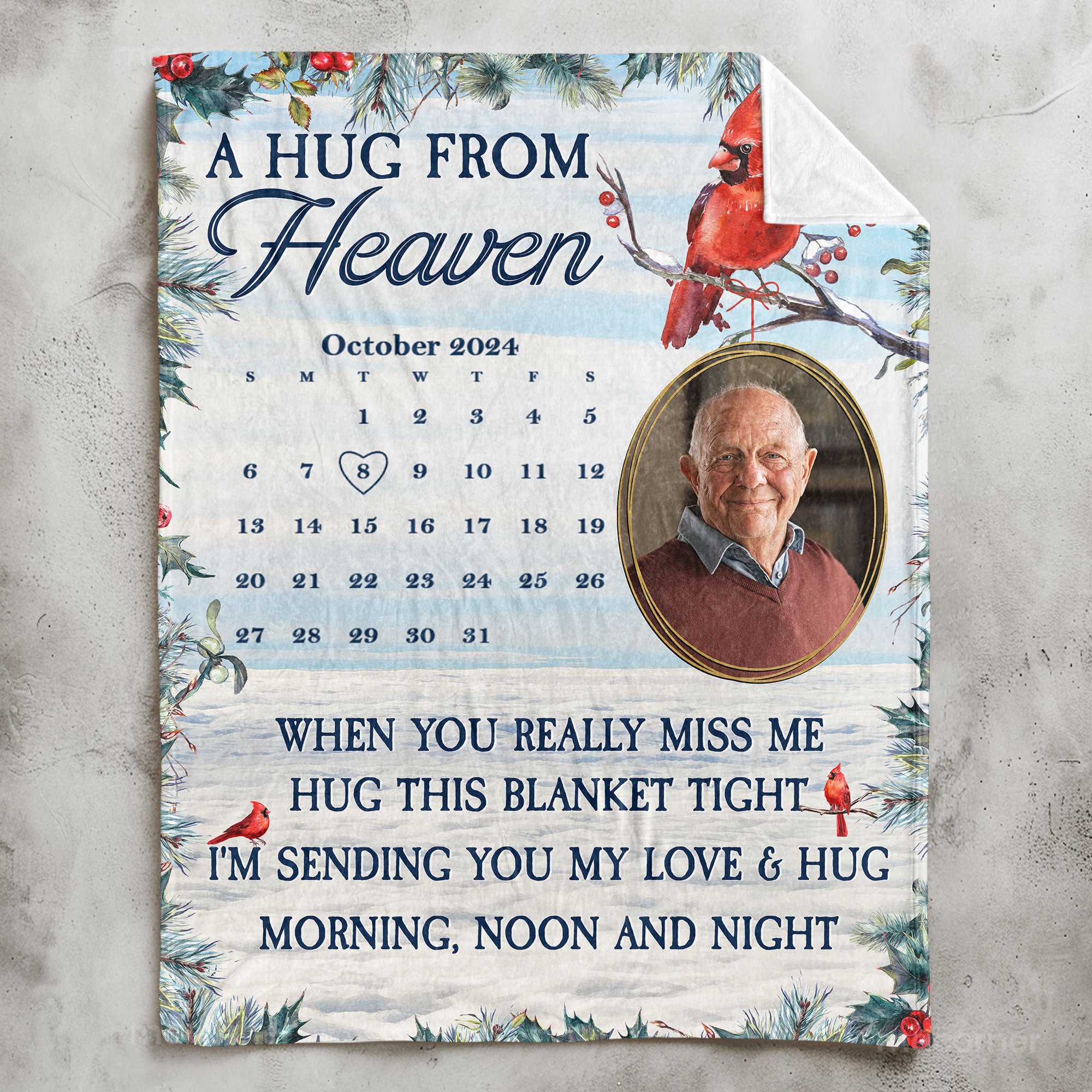 New Version Memorial Gift A Hug From Heaven - Personalized Photo Blanket