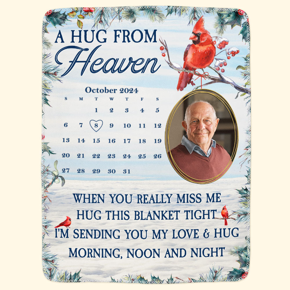 New Version Memorial Gift A Hug From Heaven - Personalized Photo Blanket