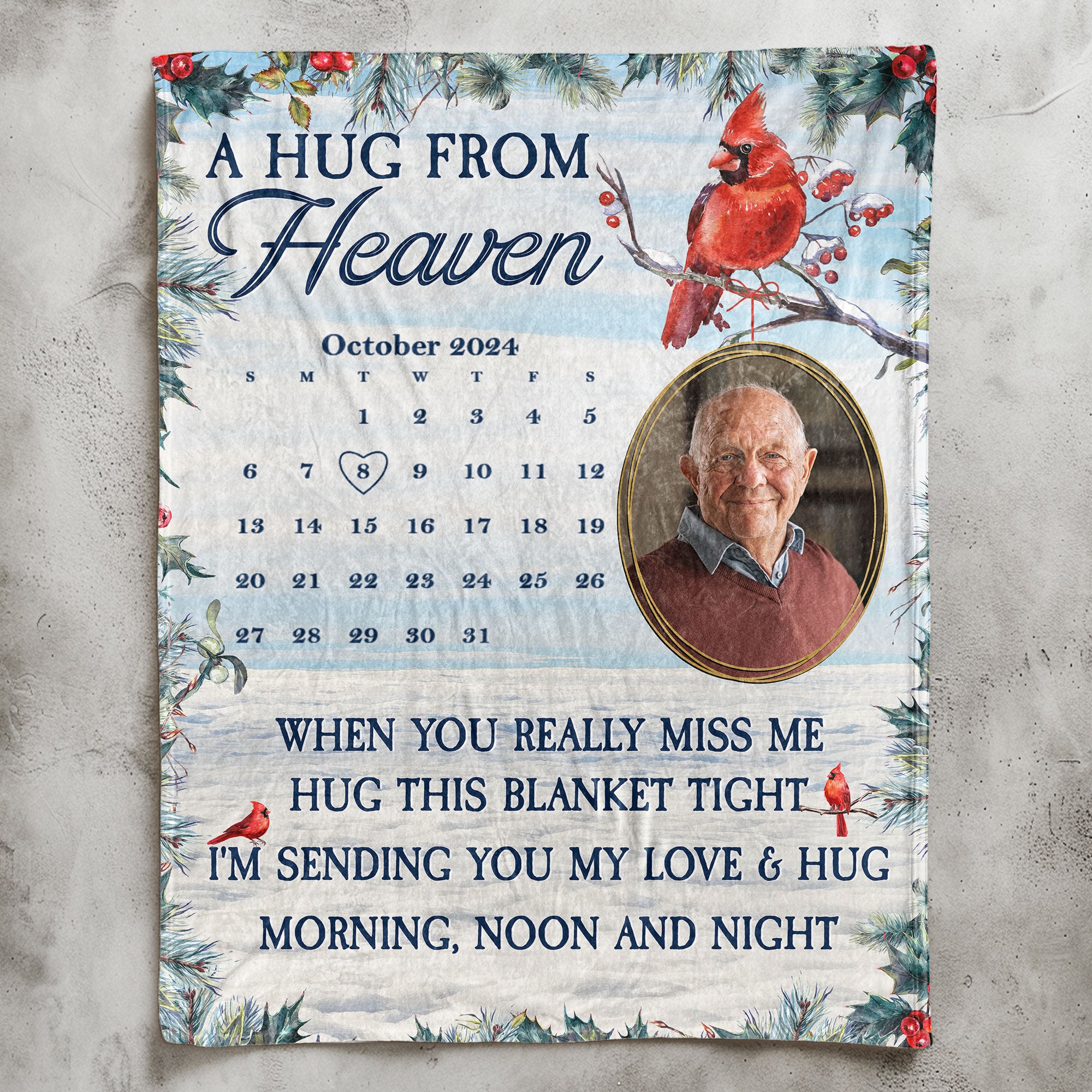 New Version Memorial Gift A Hug From Heaven - Personalized Photo Blanket