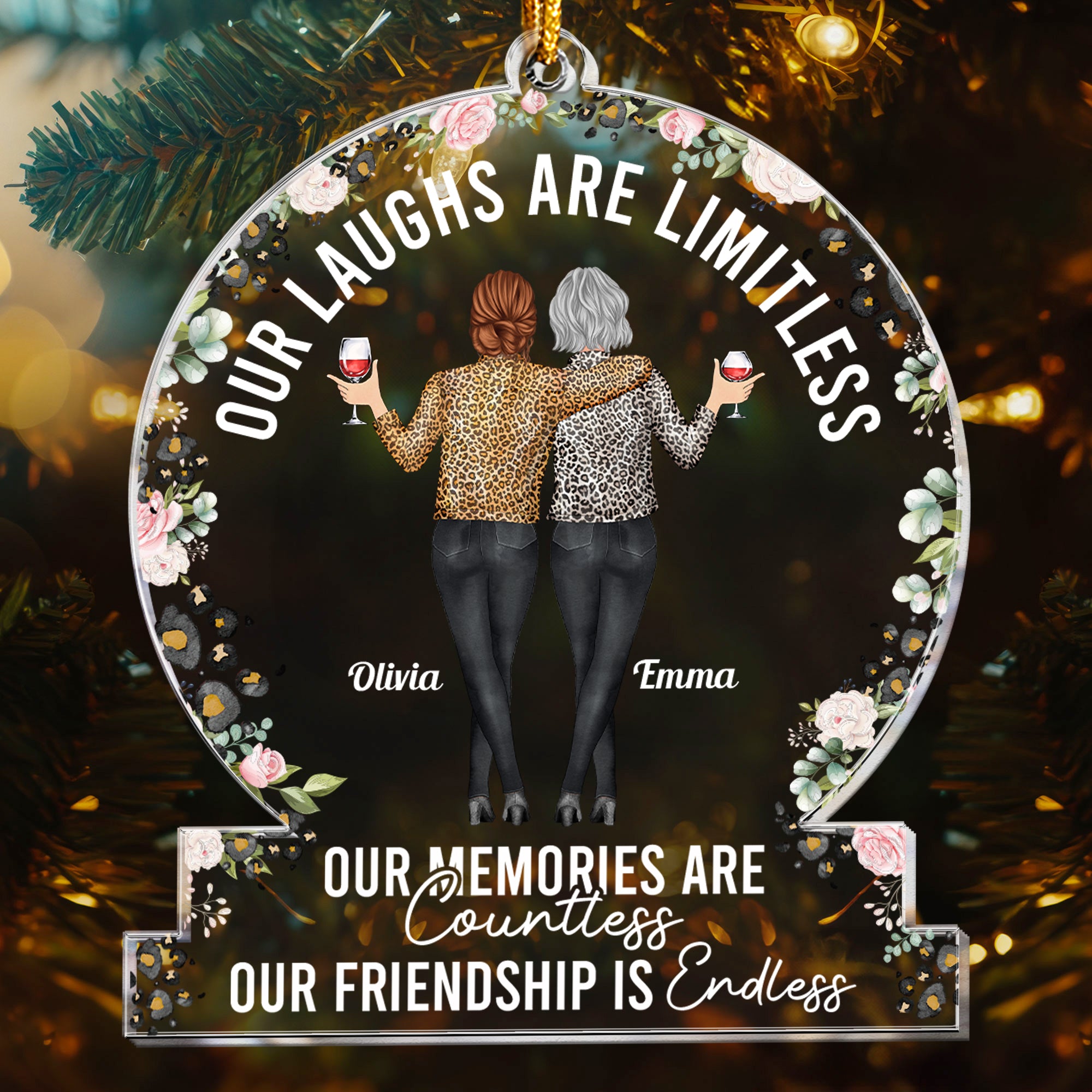 New Version Our Laughs Are Limitless Our Friendship Is Endless - Personalized Acrylic Ornament