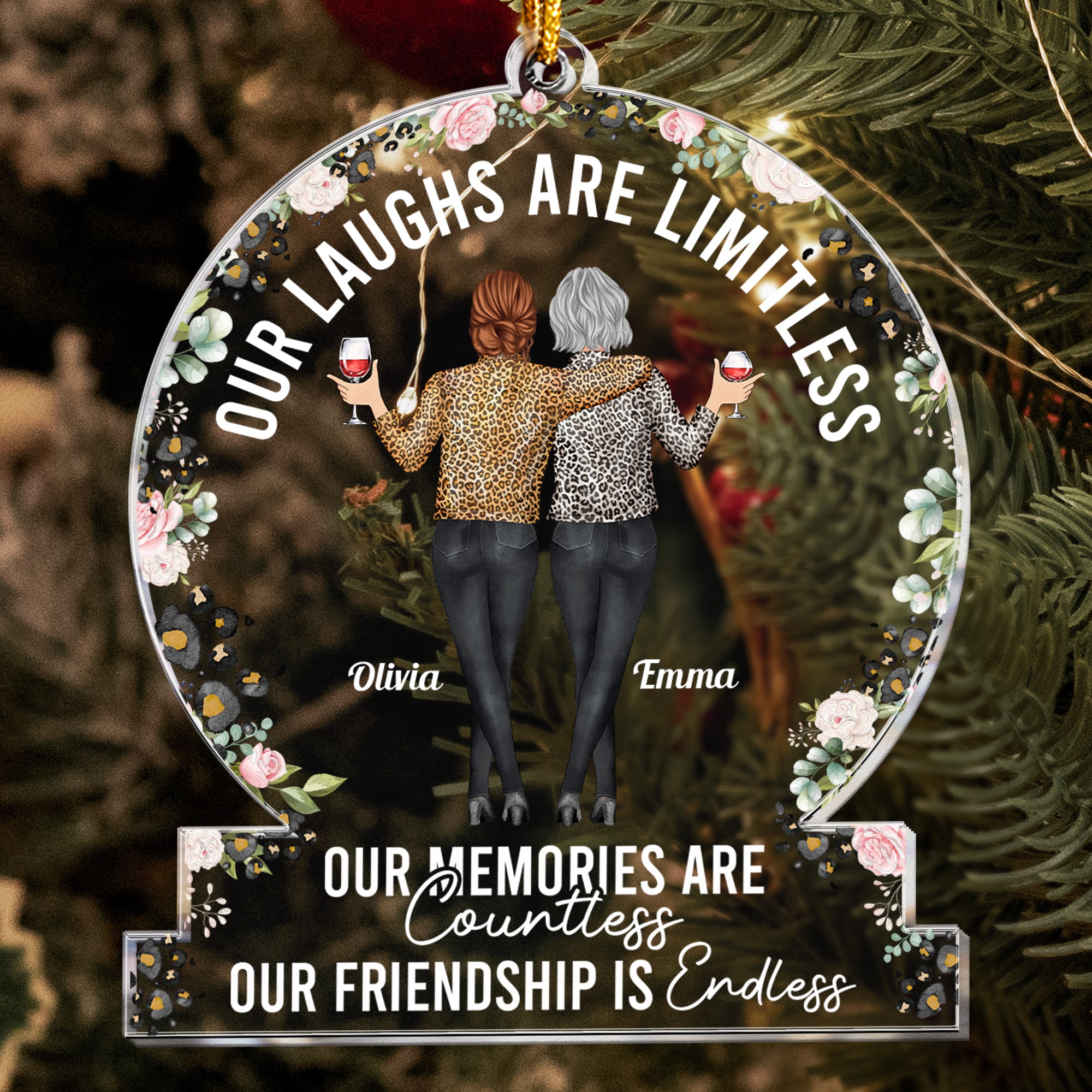 New Version Our Laughs Are Limitless Our Friendship Is Endless - Personalized Acrylic Ornament