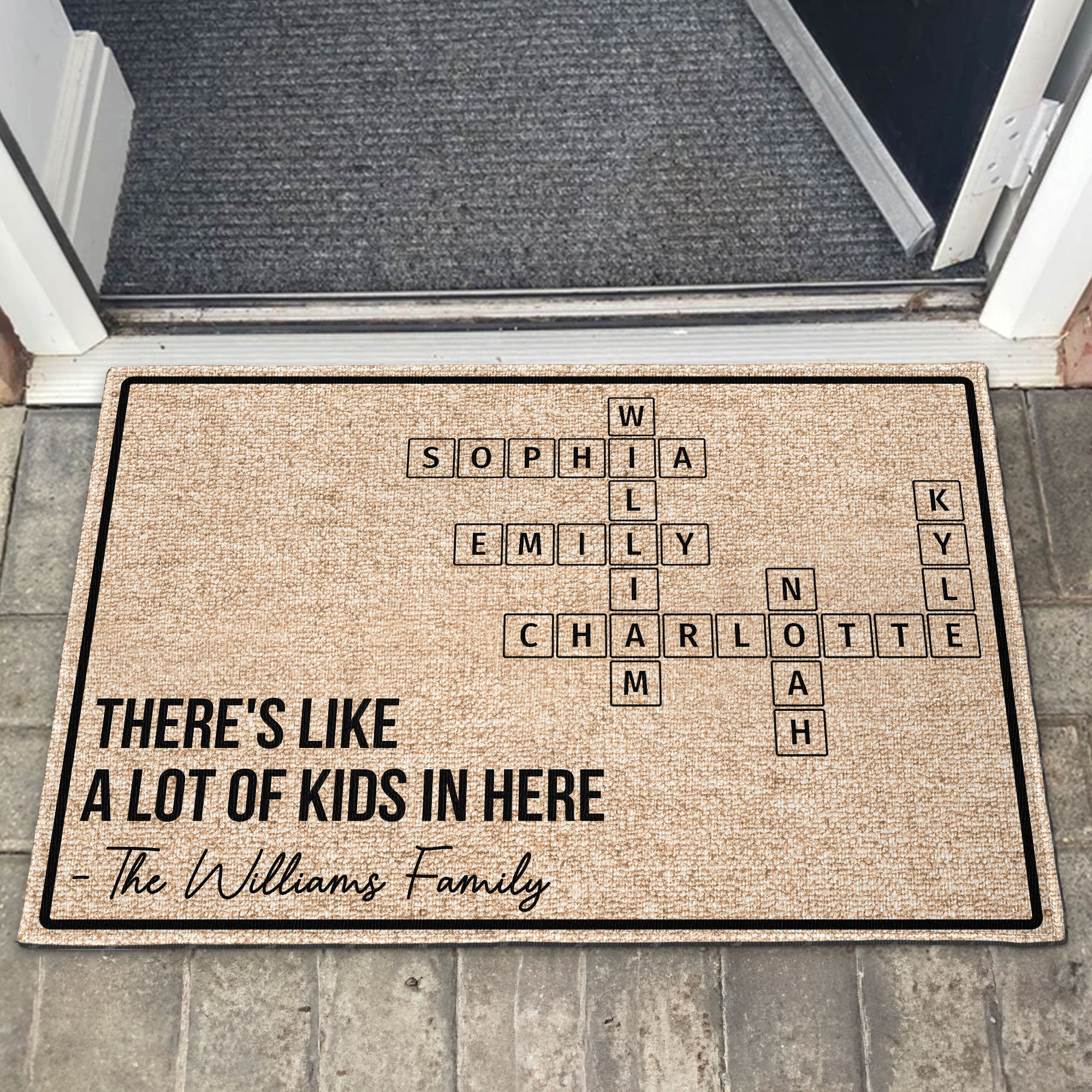 New Version There's Like A Lot Of Kids In Here - Personalized Doormat