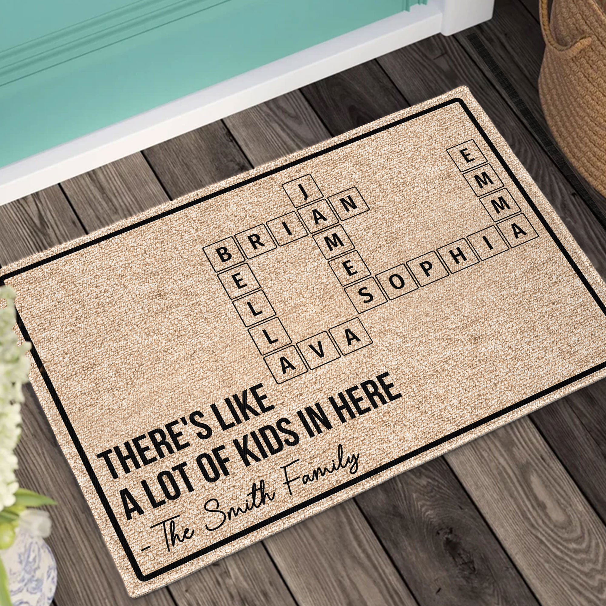 New Version There's Like A Lot Of Kids In Here - Personalized Doormat