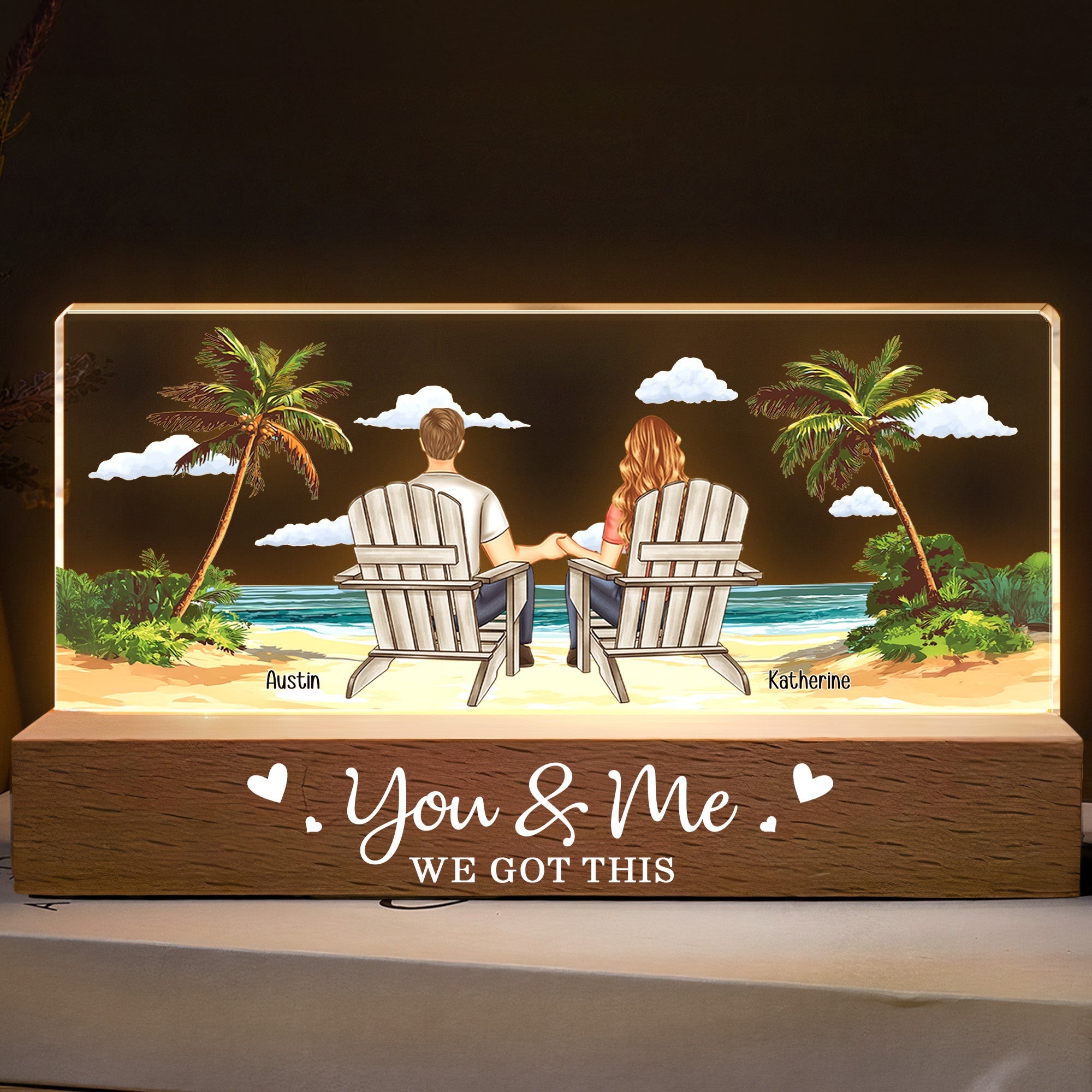 New Version You & Me We Got This Beach Scene - Personalized LED Night Light