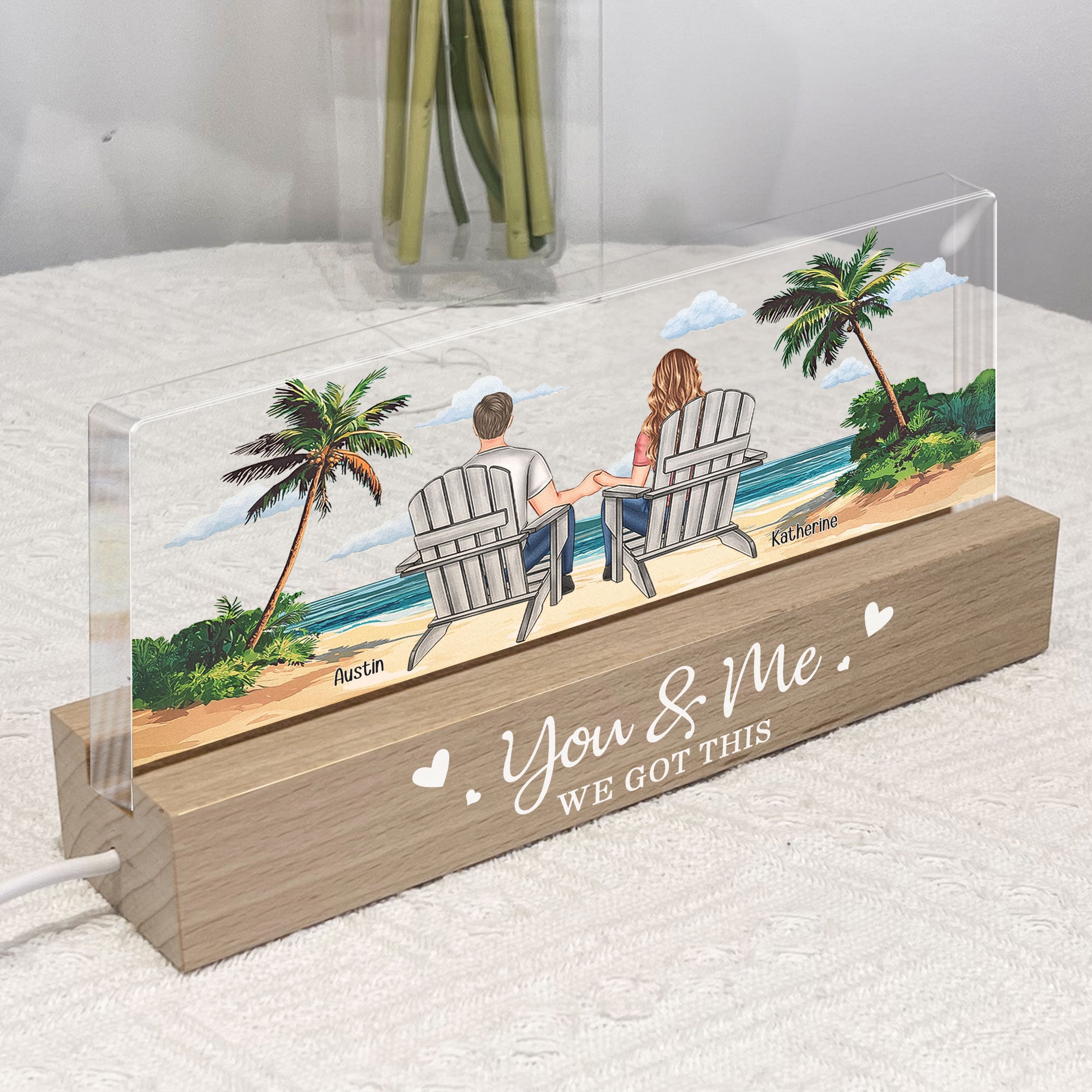 New Version You & Me We Got This Beach Scene - Personalized LED Night Light