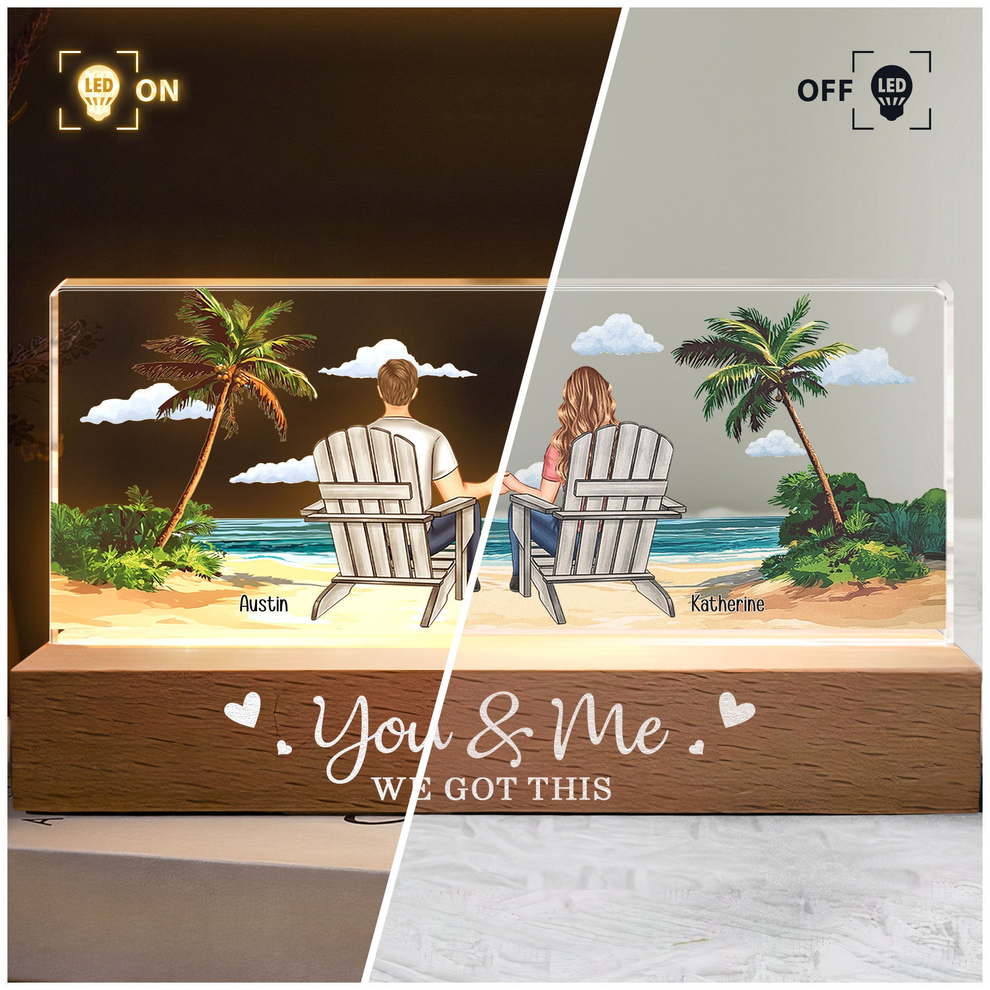 New Version You & Me We Got This Beach Scene - Personalized LED Night Light