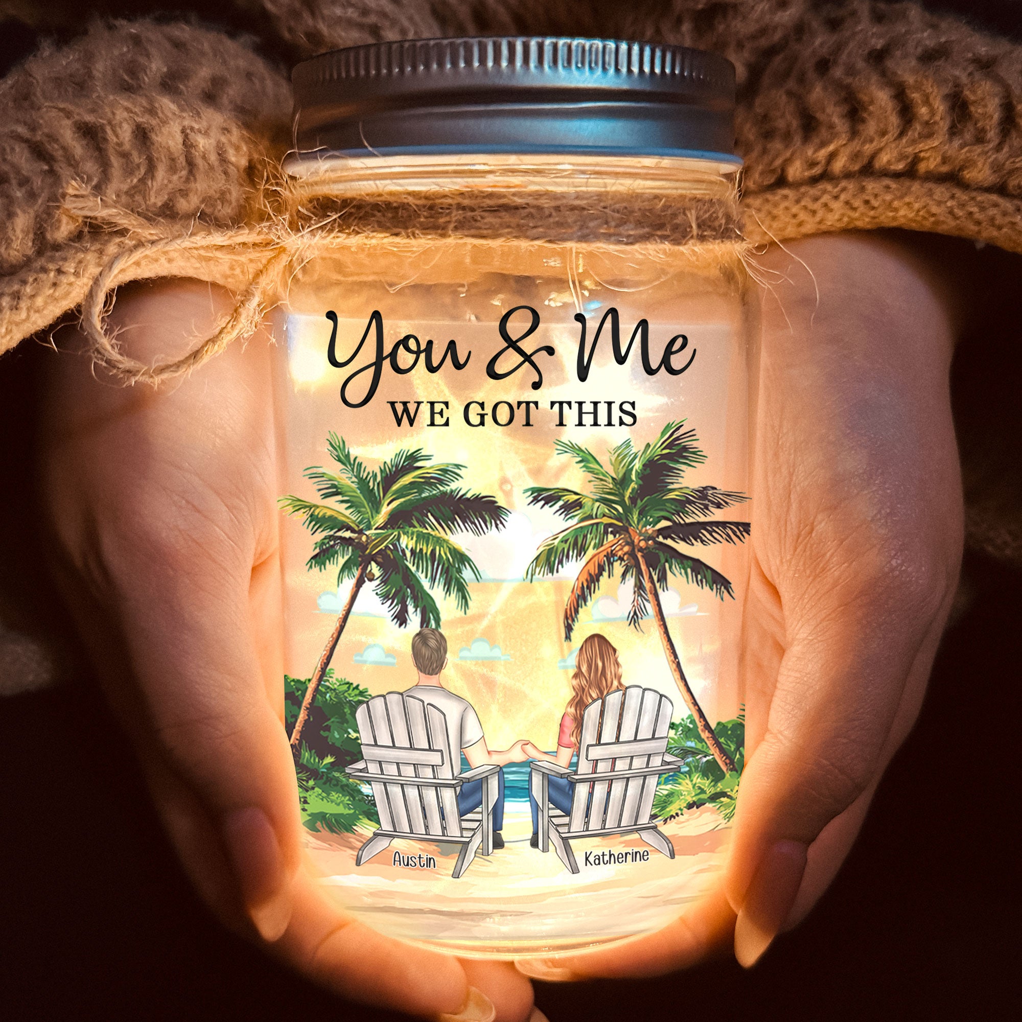 New Version You & Me We Got This Couple Gifts - Personalized Mason Jar Light