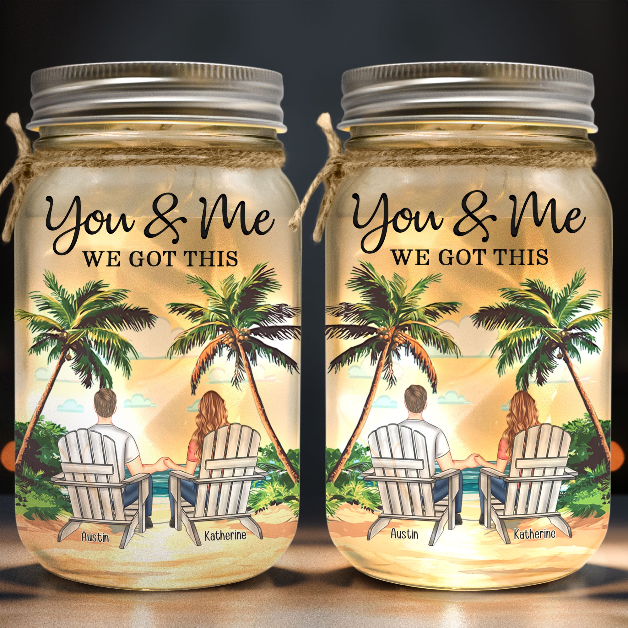 New Version You & Me We Got This Couple Gifts - Personalized Mason Jar Light