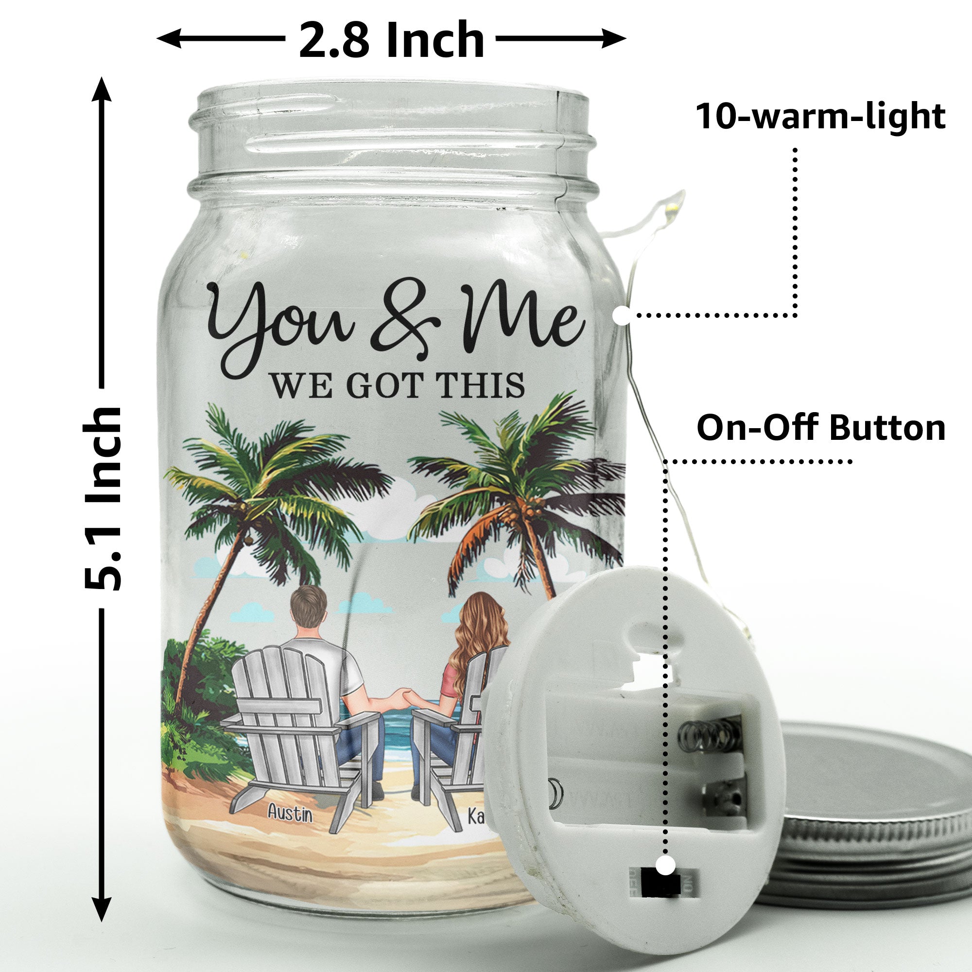 New Version You & Me We Got This Couple Gifts - Personalized Mason Jar Light