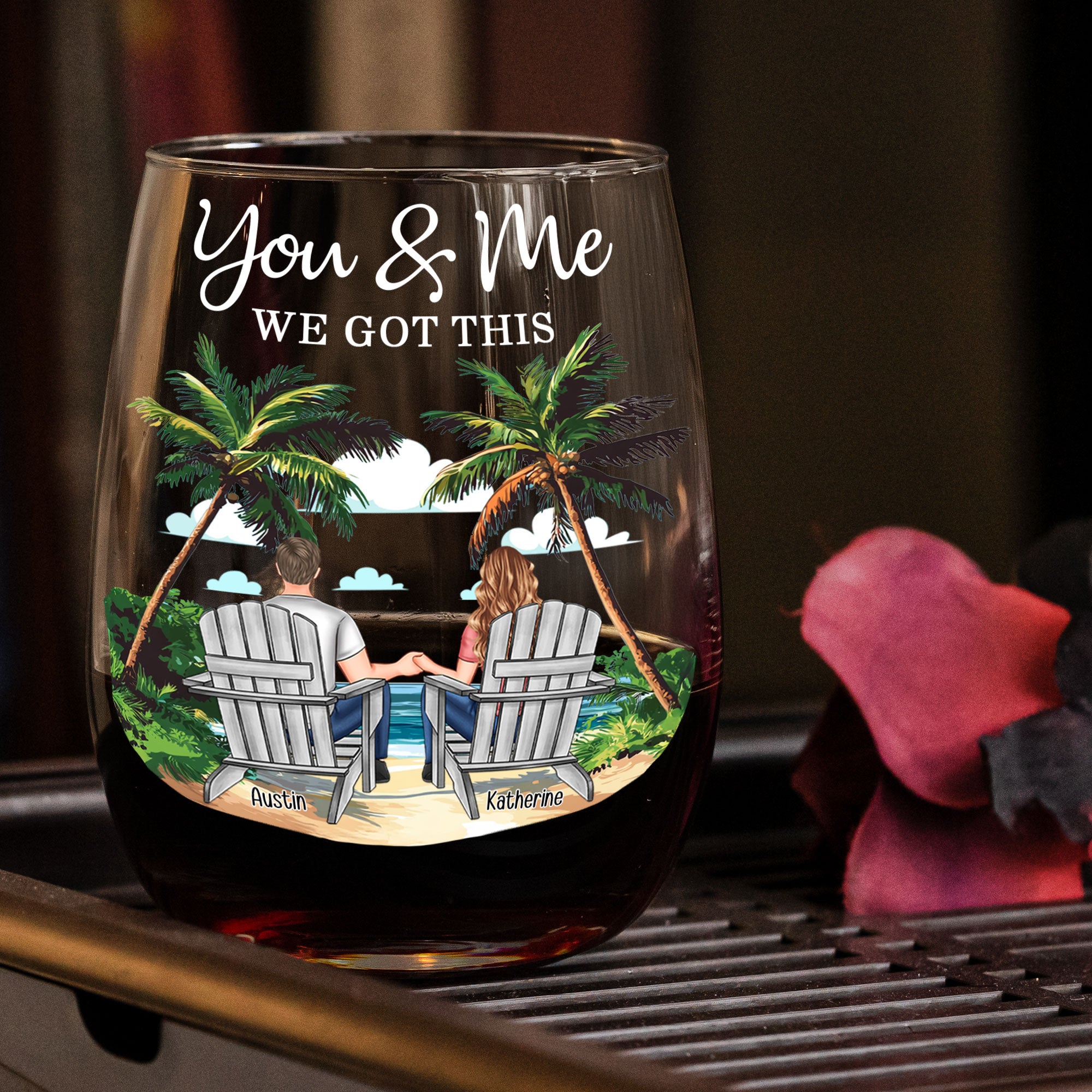 New Version You & Me We Got This Couple Gifts Wine Together - Personalized Stemless Wine Glass