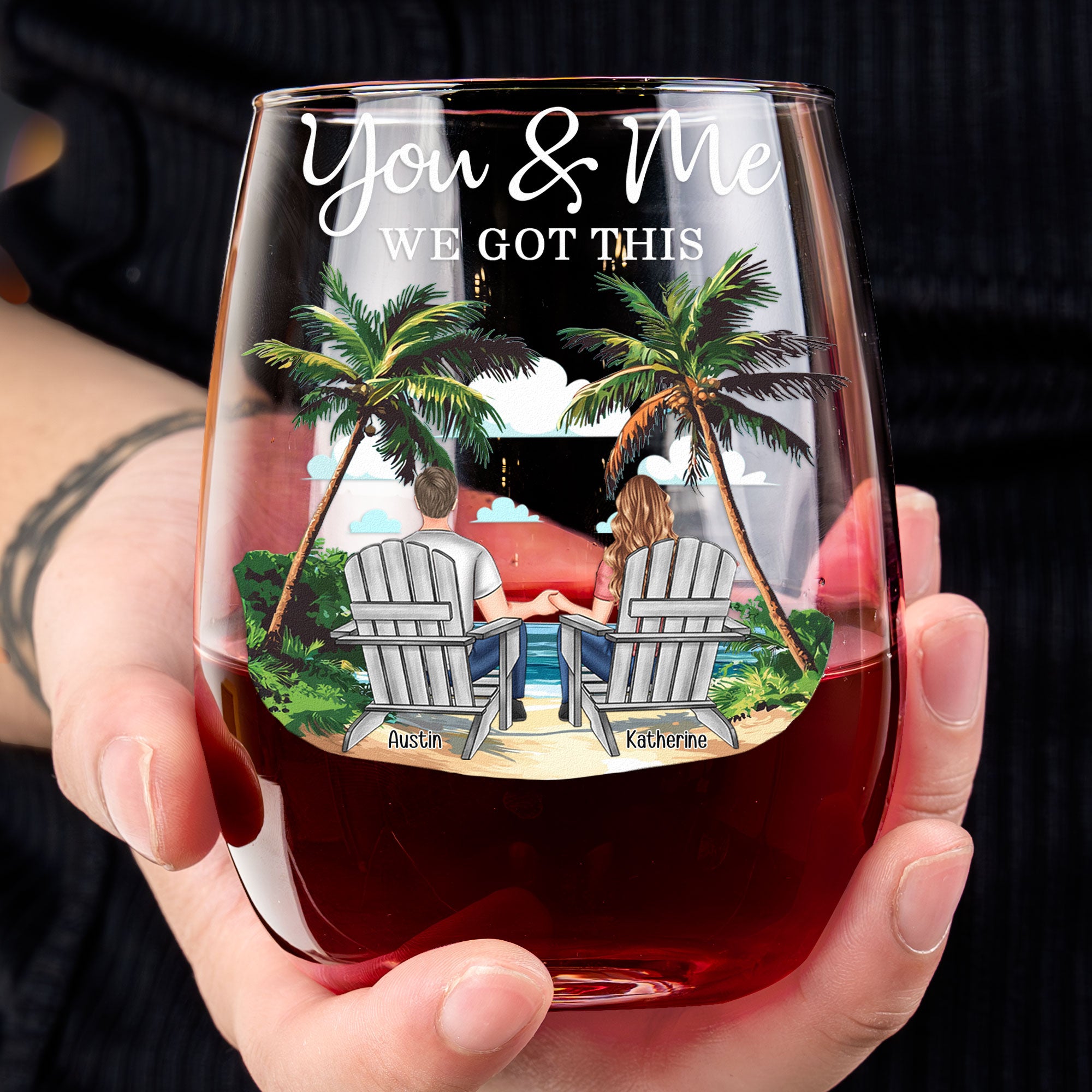 New Version You & Me We Got This Couple Gifts Wine Together - Personalized Stemless Wine Glass