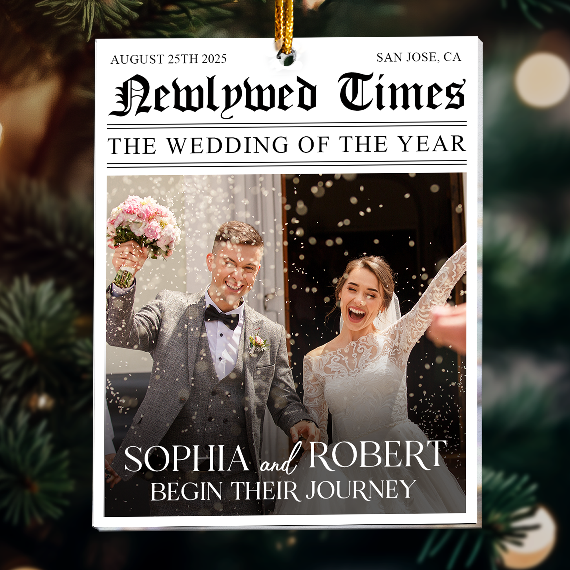 Newlywed Times The Wedding Of The Year - Personalized Acrylic Photo Ornament