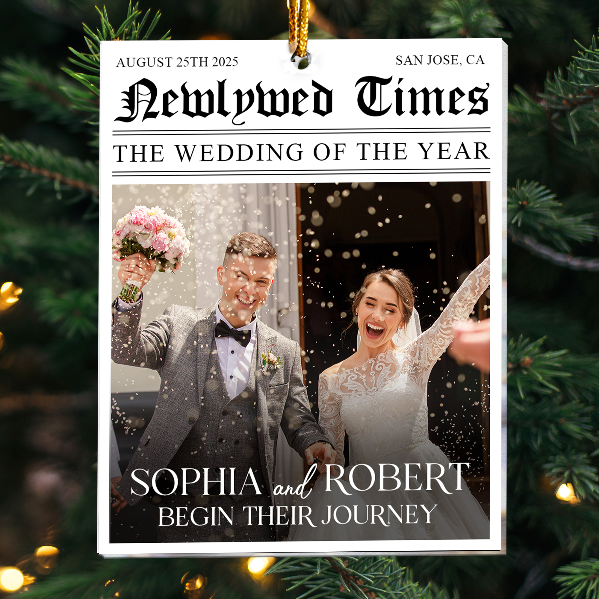 Newlywed Times The Wedding Of The Year - Personalized Acrylic Photo Ornament