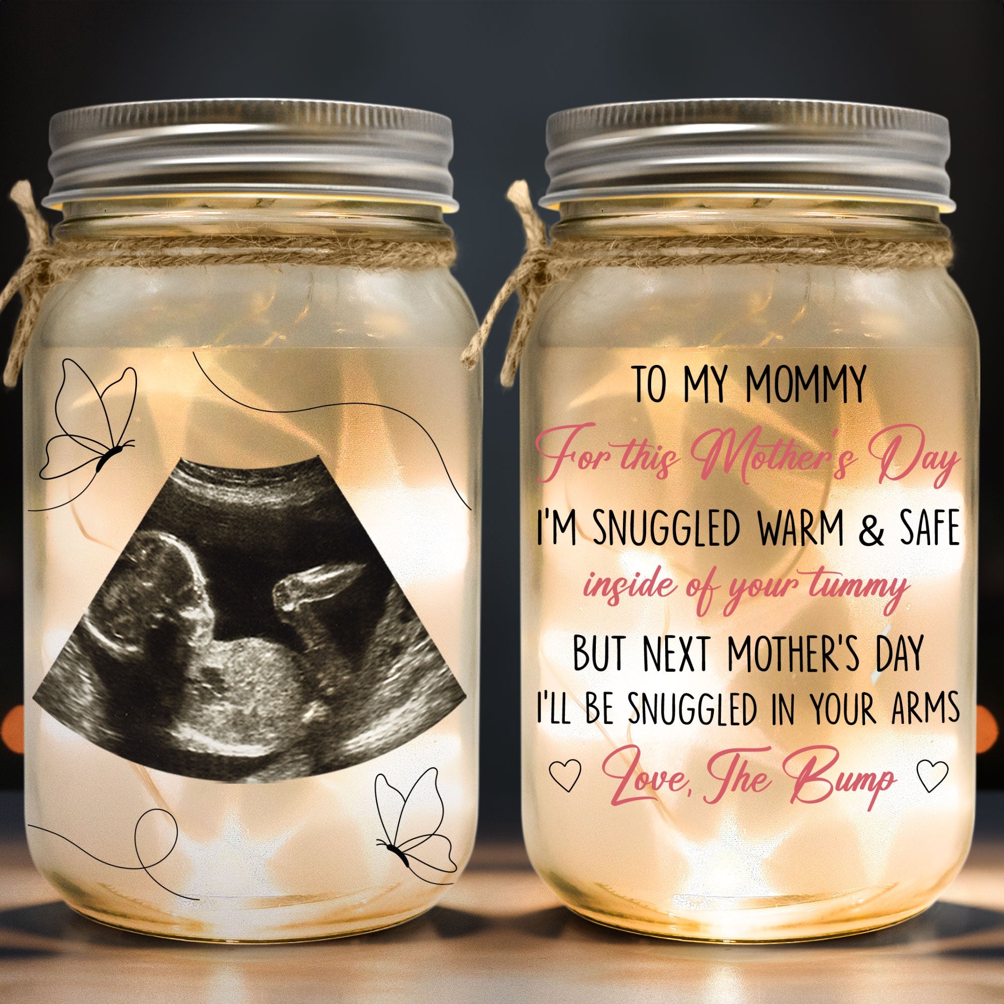 Next Mother's Day I'll Be Snuggled In Your Arms - Personalized Mason Jar Light