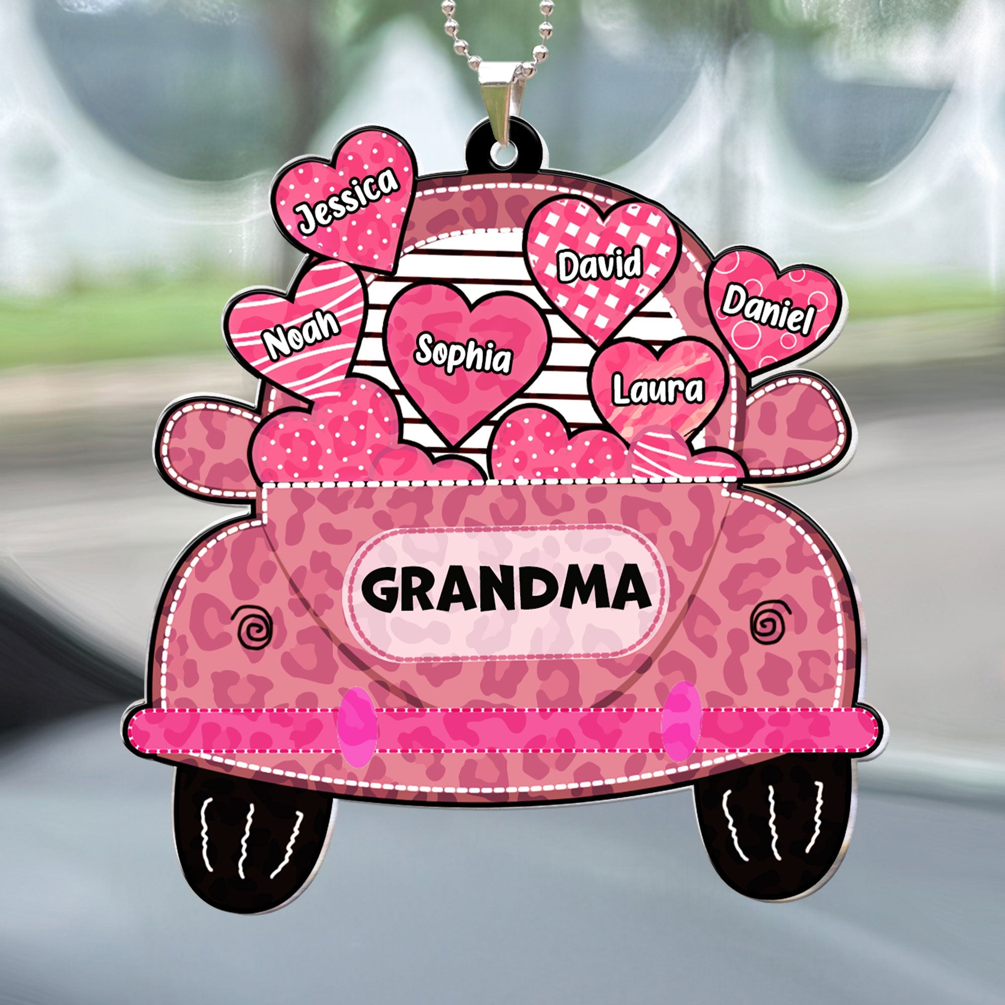 Nickname Grandma Truck Loading Heart - Personalized Rear View Mirror Accessory