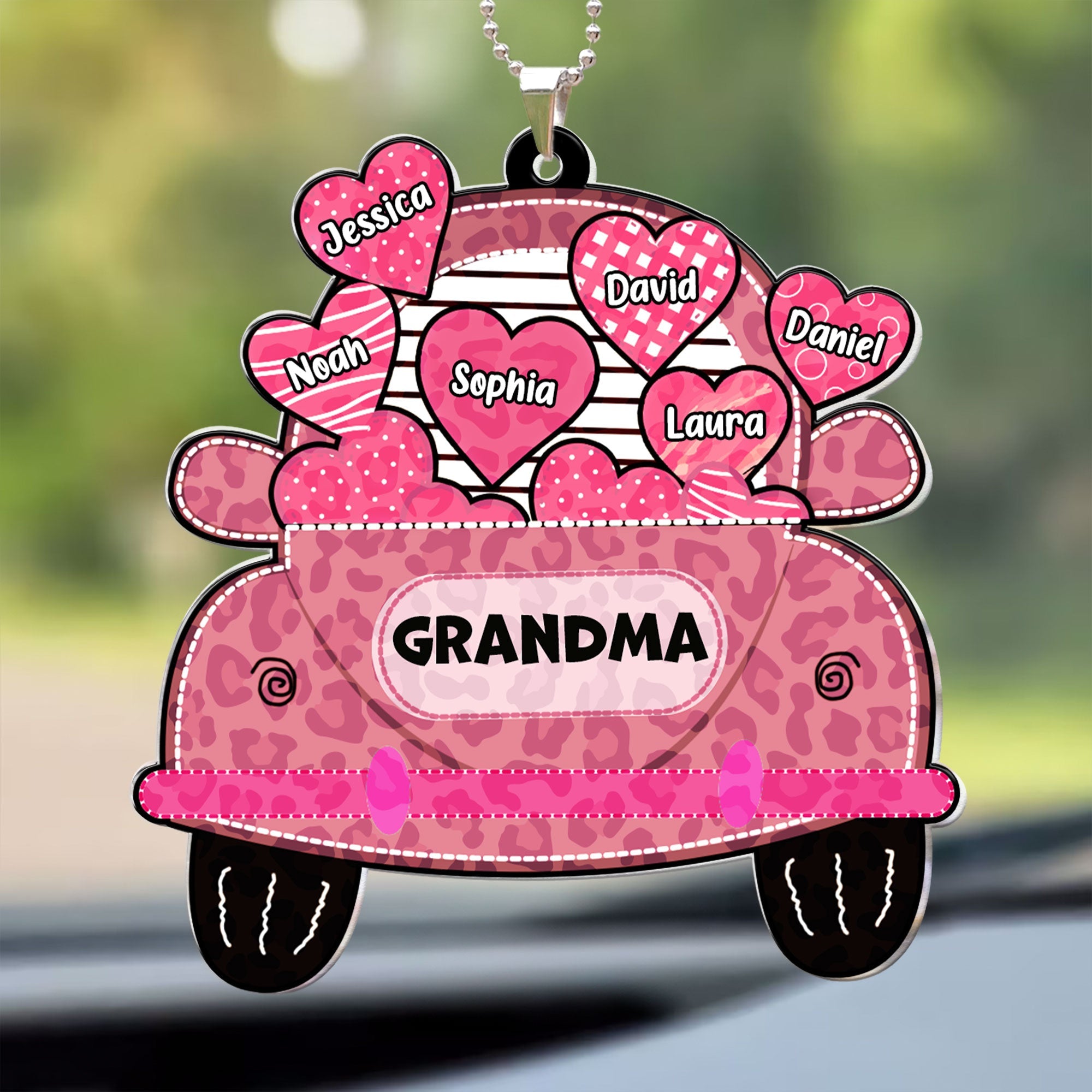 Nickname Grandma Truck Loading Heart - Personalized Rear View Mirror Accessory