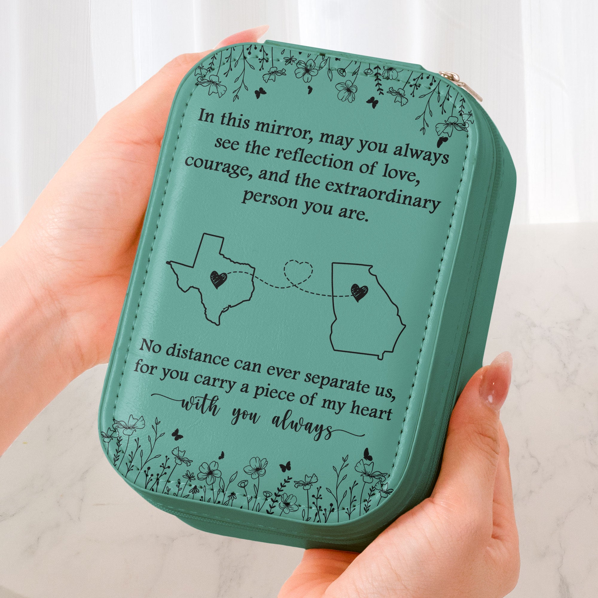 No Distance Can Ever Separate Us - Long Distance Gifts - Custom Makeup Box With LED Mirror