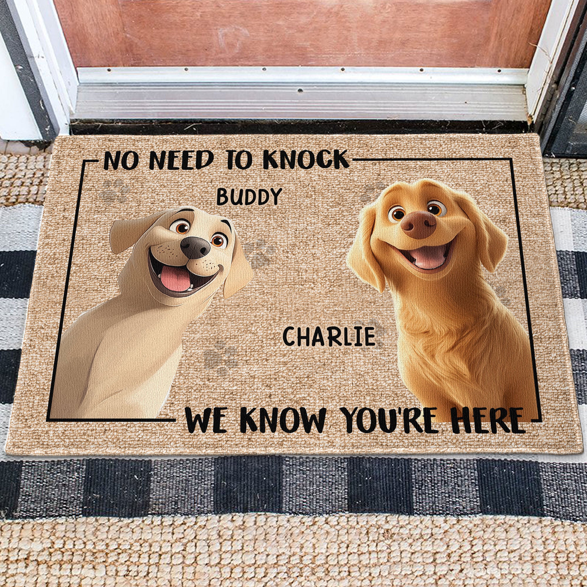 No Need To Knock - New Dog Version - Personalized Doormat