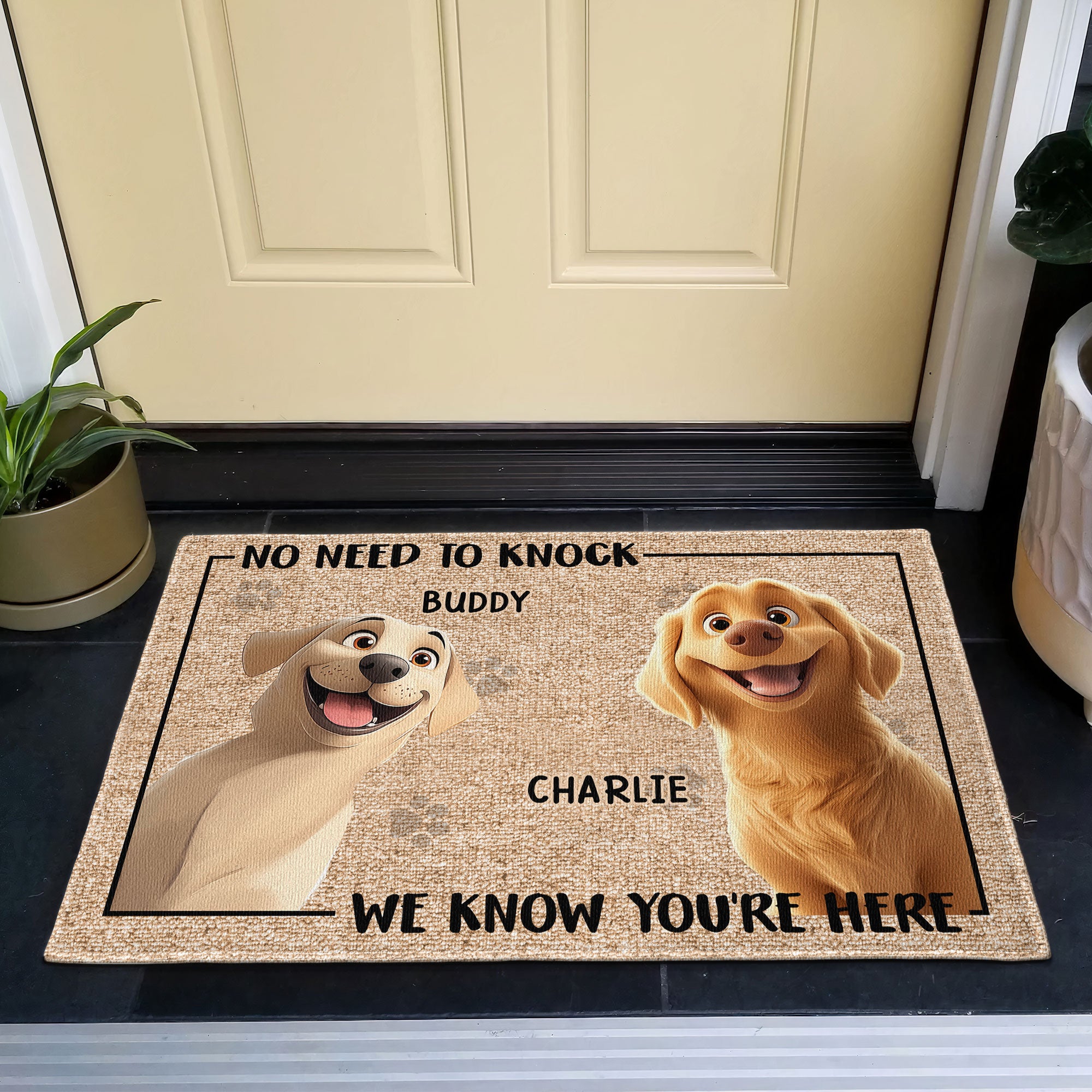 No Need To Knock - New Dog Version - Personalized Doormat